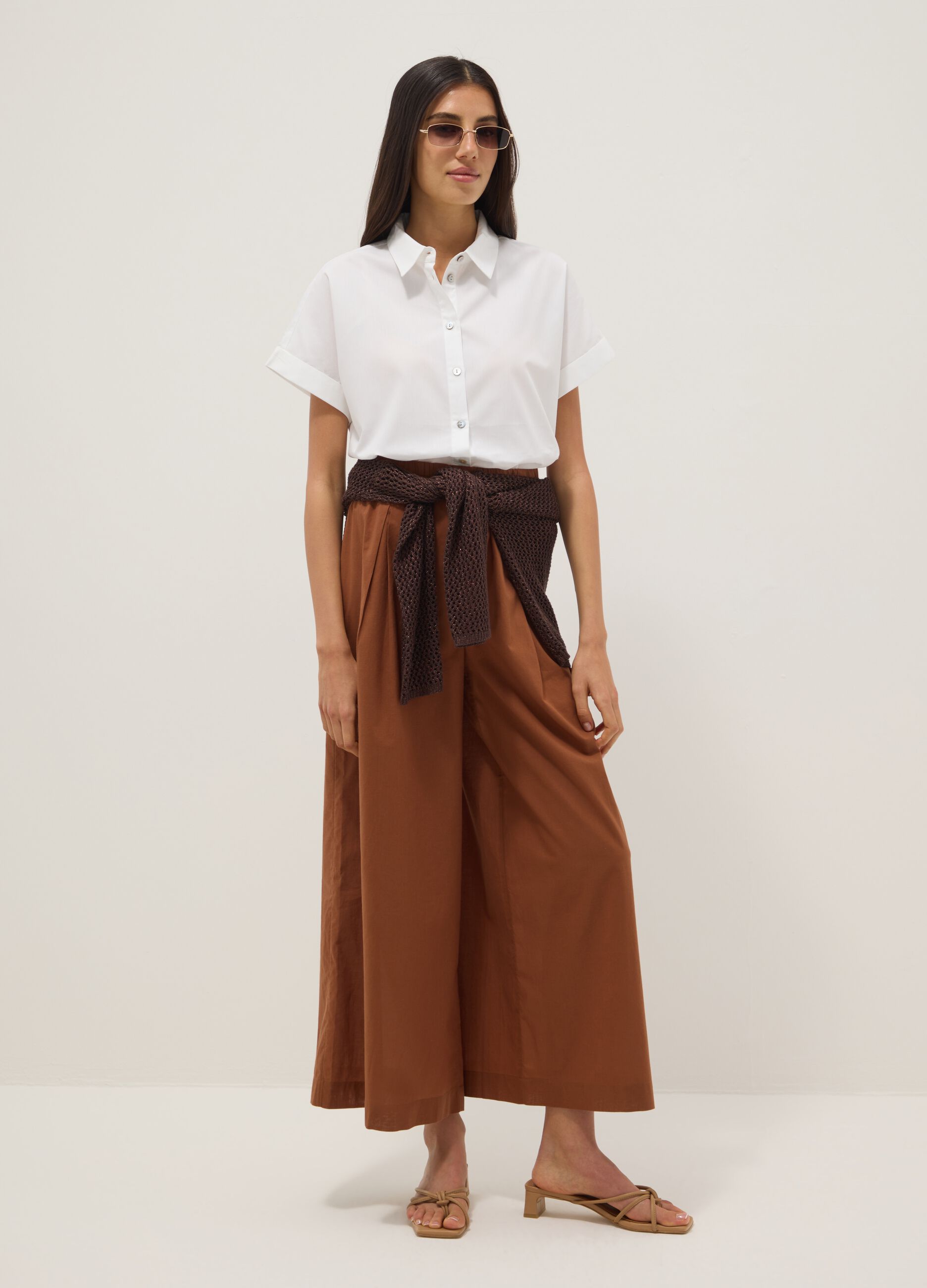 Camicia bianca in puro cotone a maniche corte regular fit