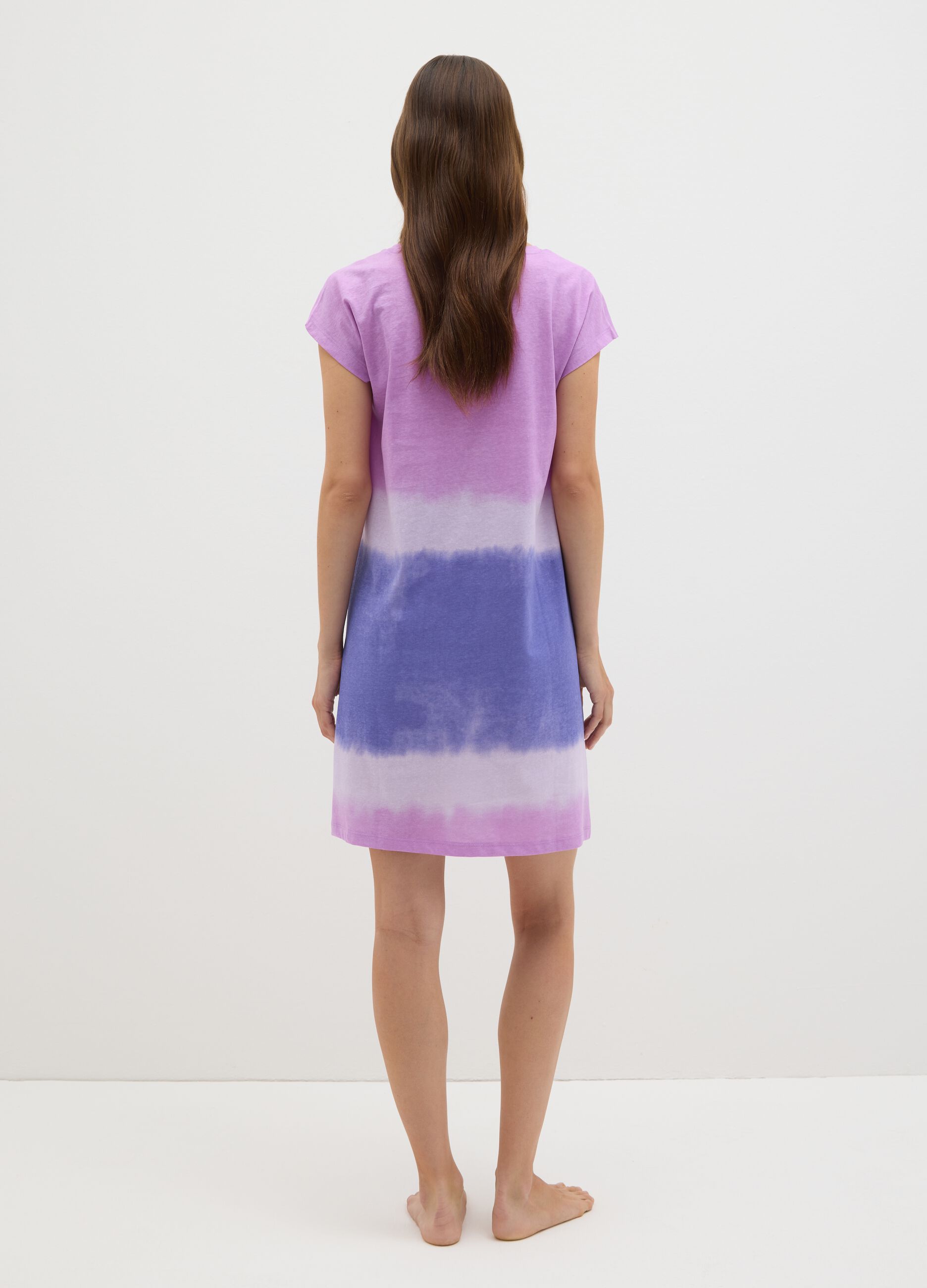 Camicia da notte da donna in puro cotone multicolor con stampa