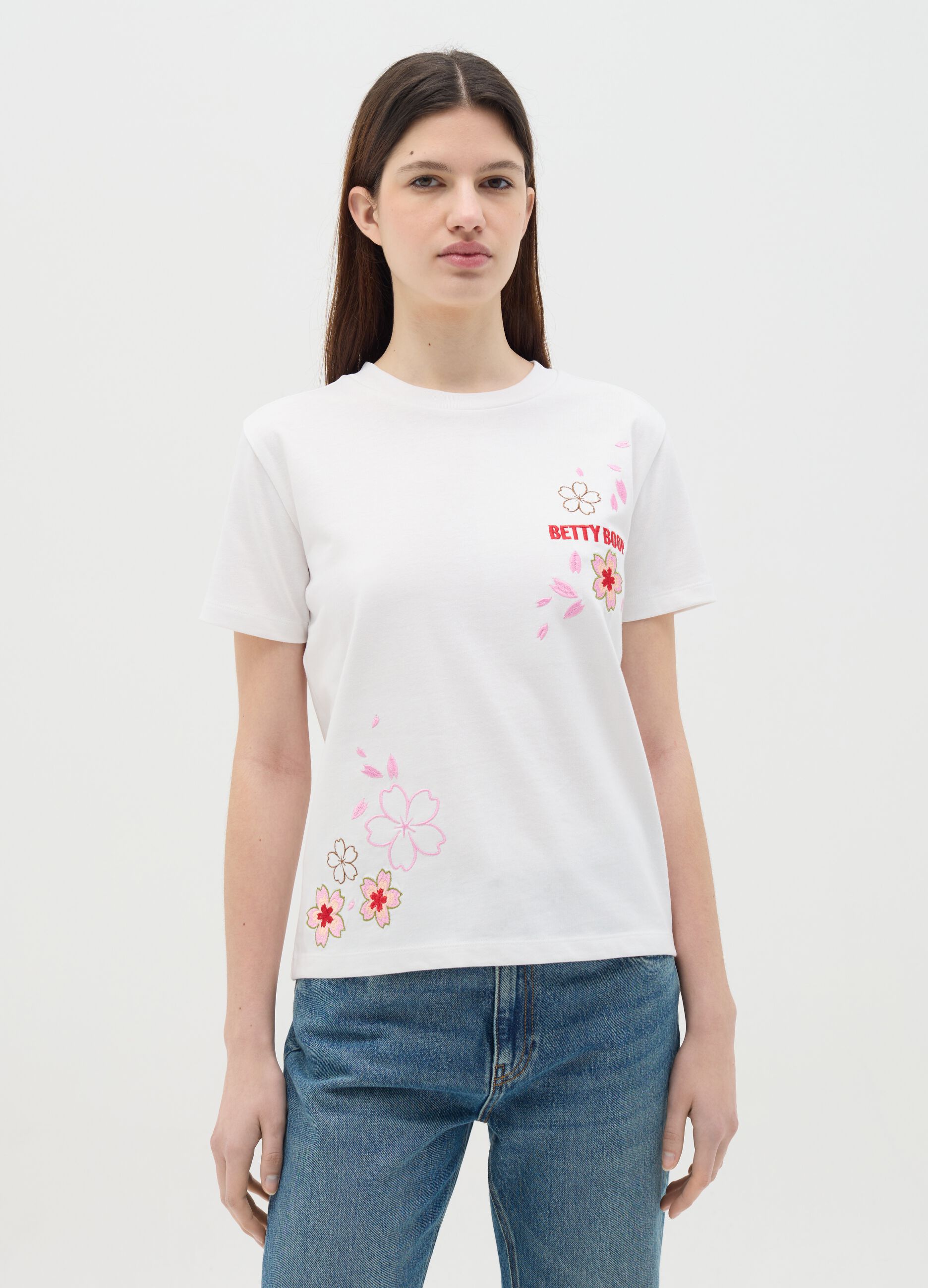 White T-shirt in cotton with Betty Boop print