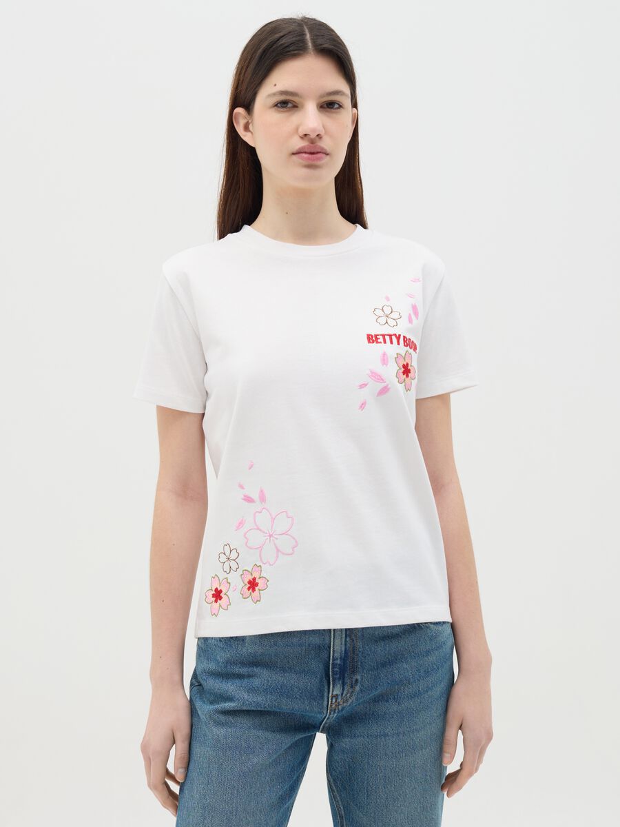 White T-shirt in cotton with Betty Boop print_0