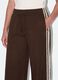 Brown cotton-blend wide-leg trousers with lace embroidery_4