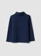 Maglia blu notte in cotone organico elasticizzato girocollo_0