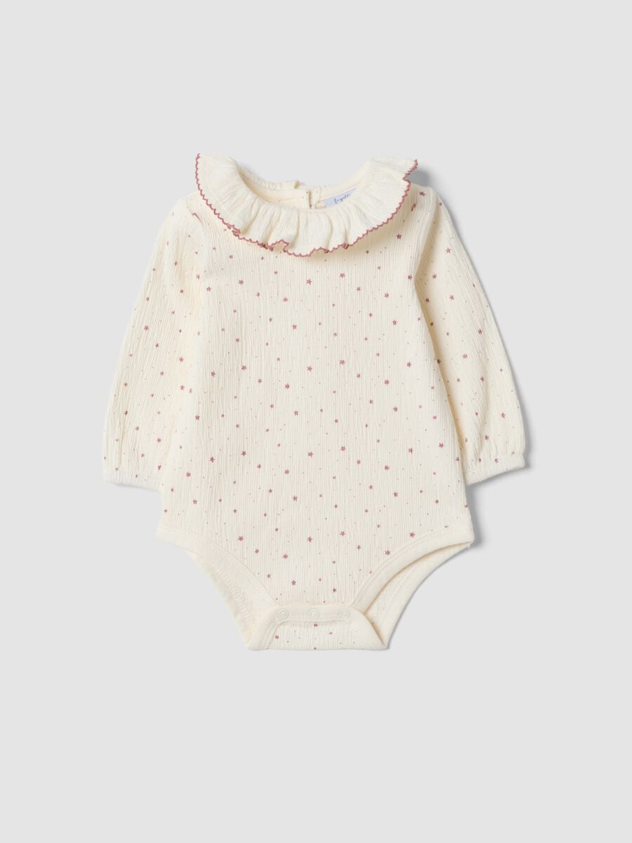 Body bianco con colletto in cotone organico elasticizzato_0