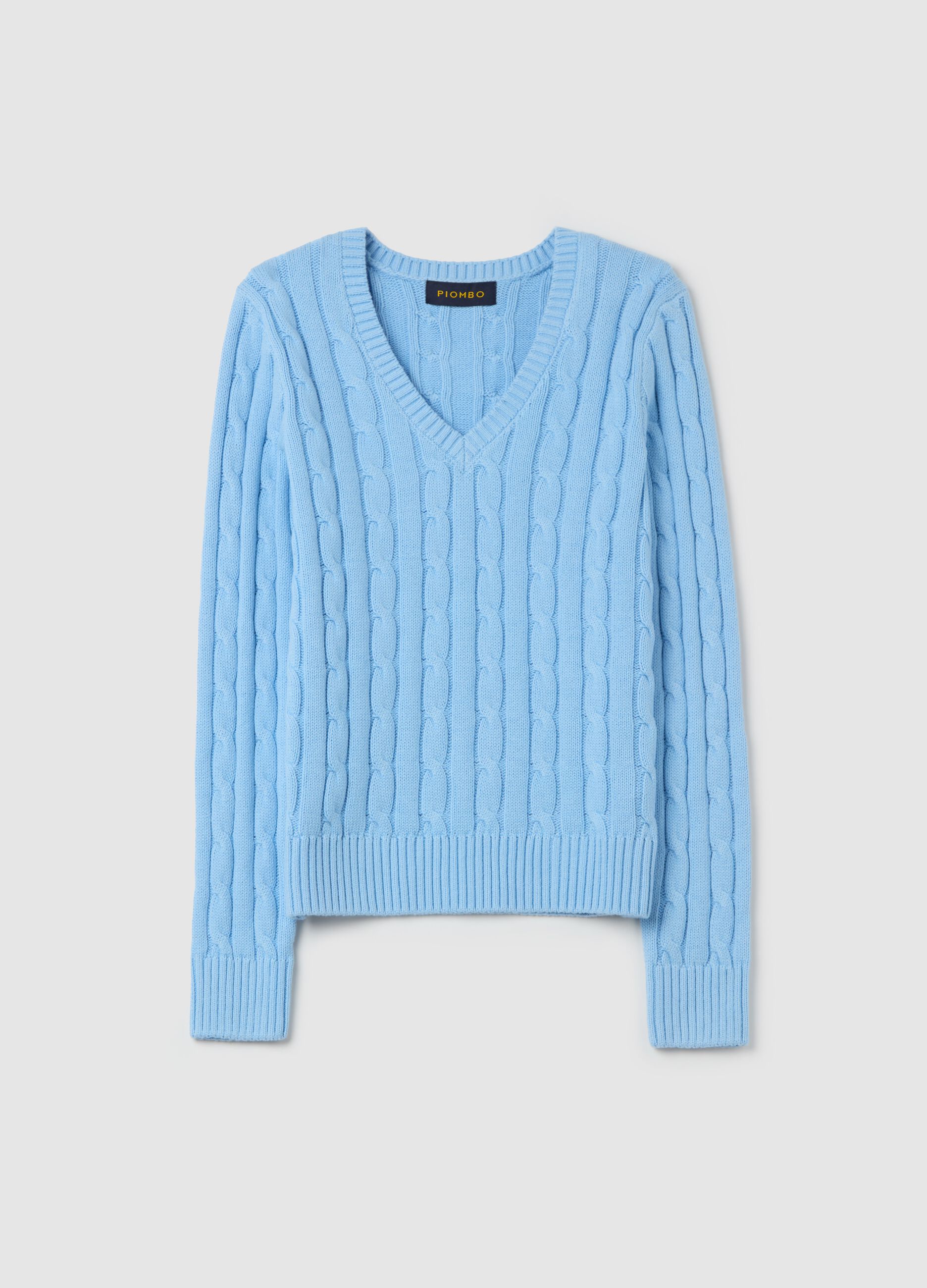 Pullover a trecce con scollo a V