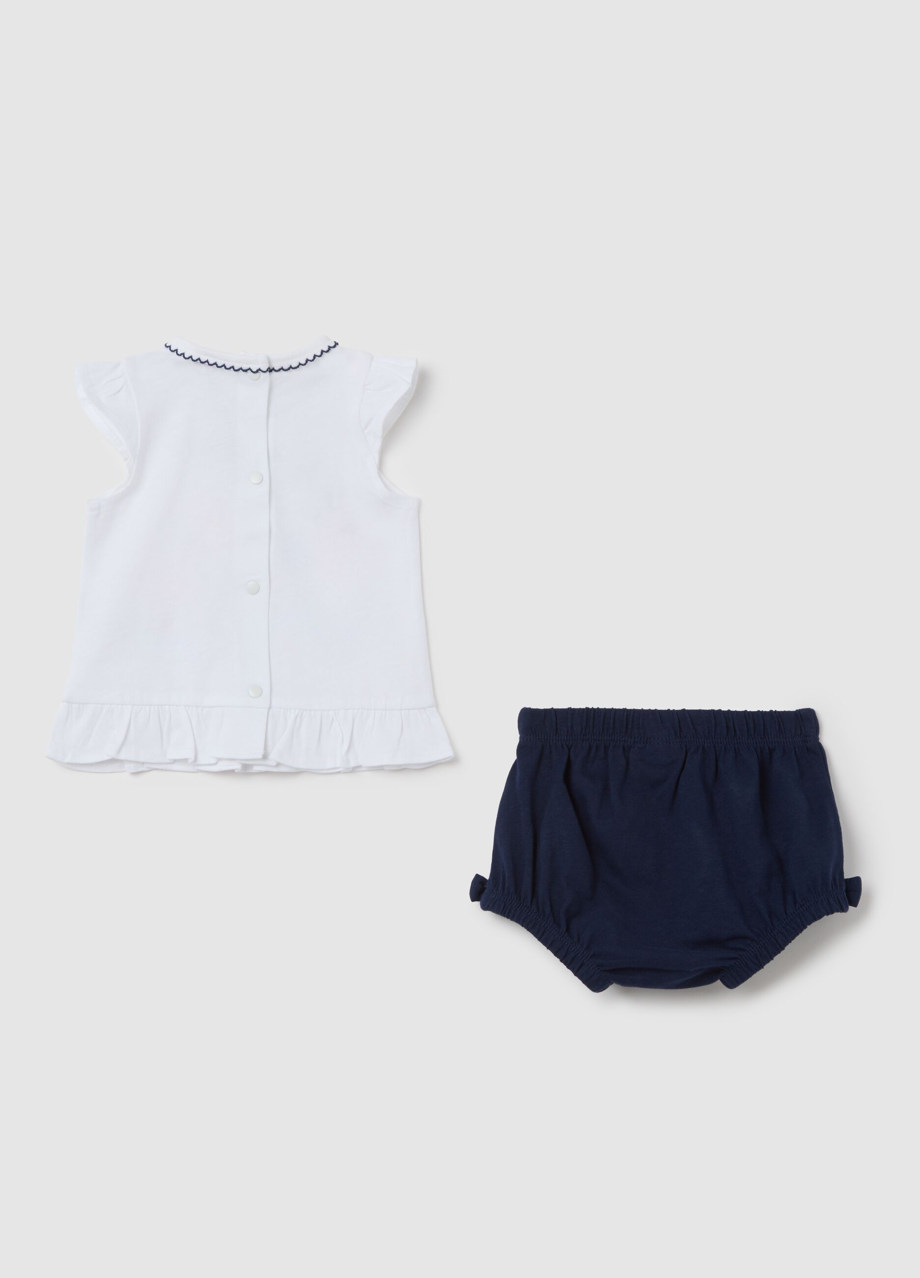 White and Blue Cotton Newborn Set