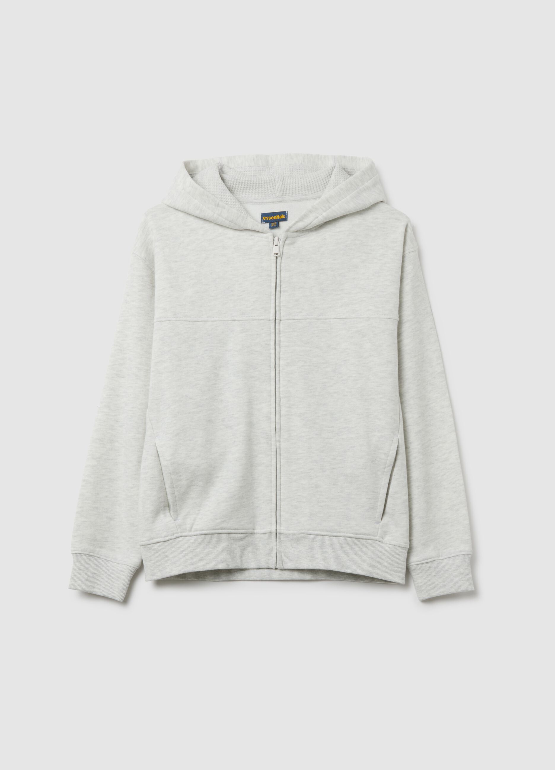 Grey boys' hoodie in pure cotton regular fit
