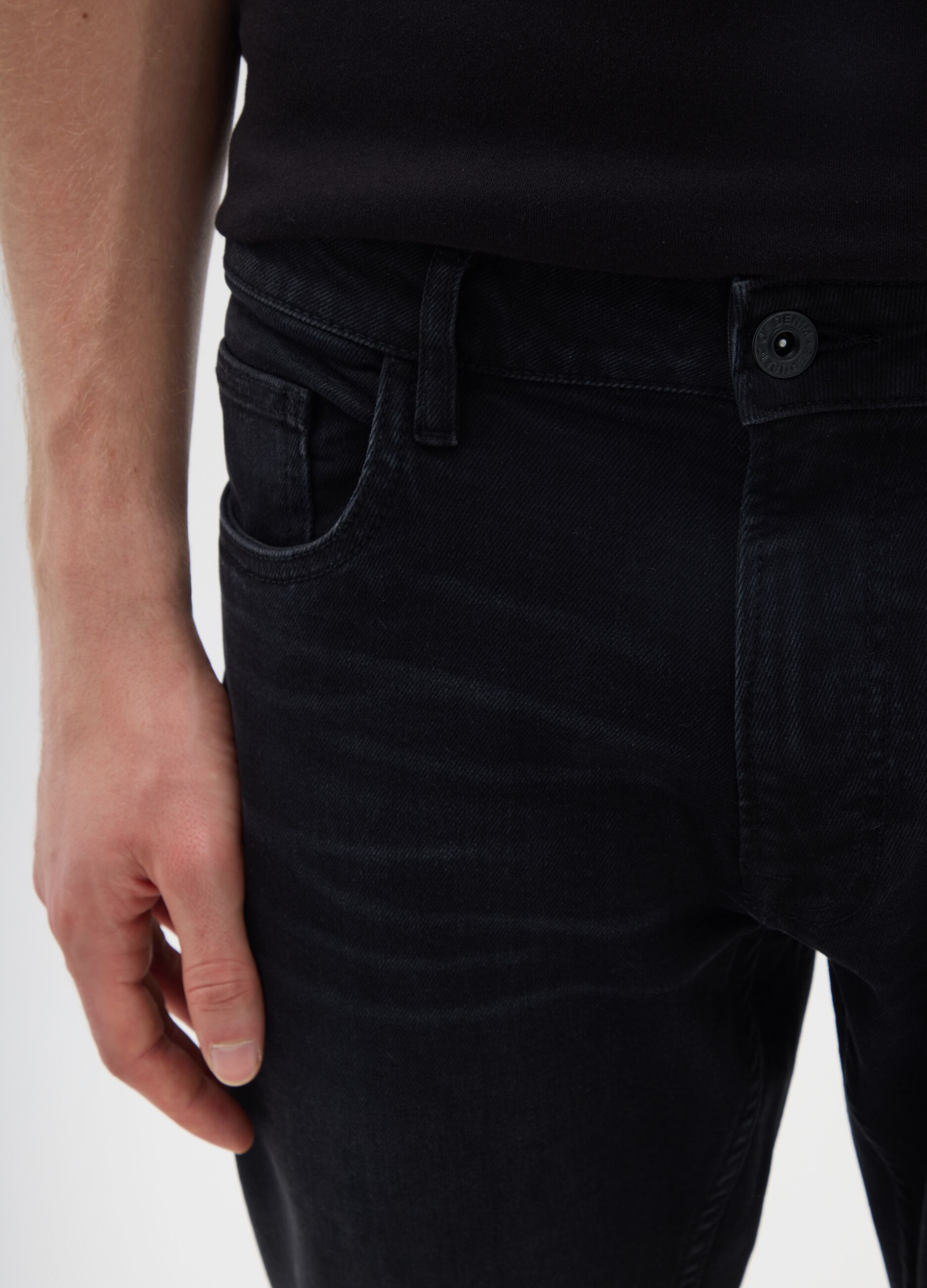 Jeans da uomo in cotone elasticizzato nero comfort