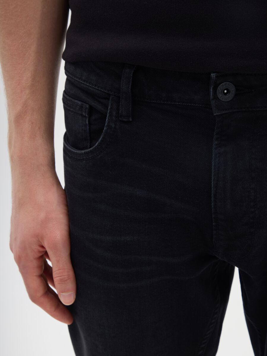 Jeans da uomo in cotone elasticizzato nero comfort_3