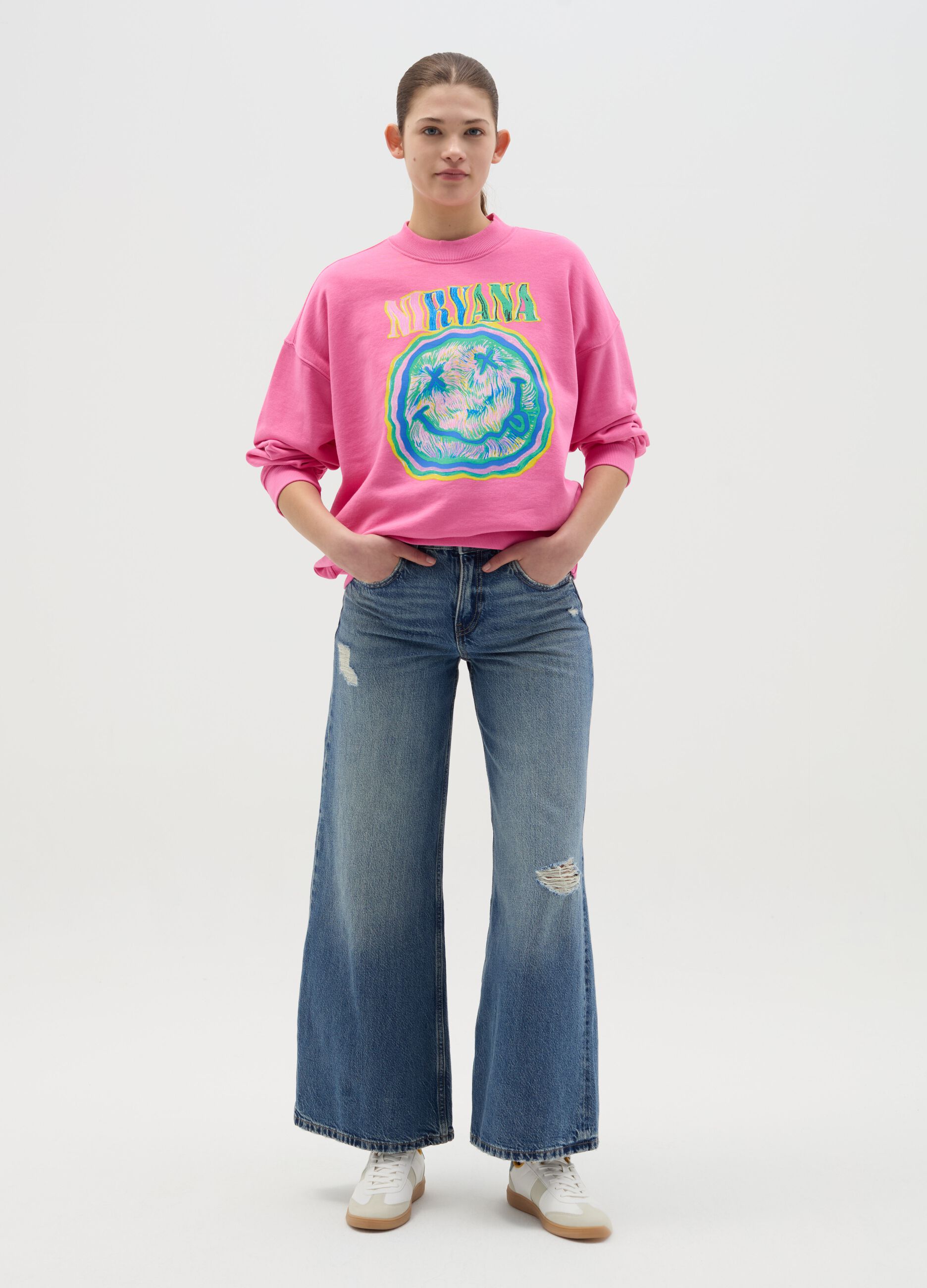 Oversized sweatshirt with Nirvana print