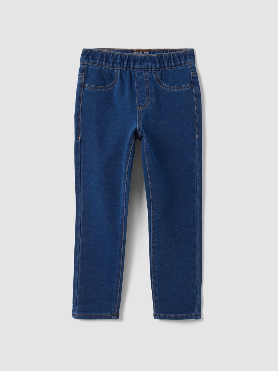 Jeggings blu in cotone elasticizzato skinny fit per bambina_0