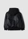 Black padded hooded zip-up jacket for boys_3