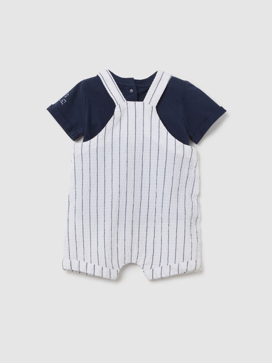 Baby outfit in blue and white striped cotton_1