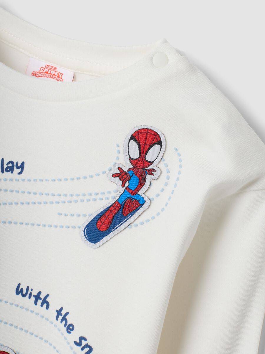 T-shirt bianca in puro cotone con stampa Marvel Spider-Man_2