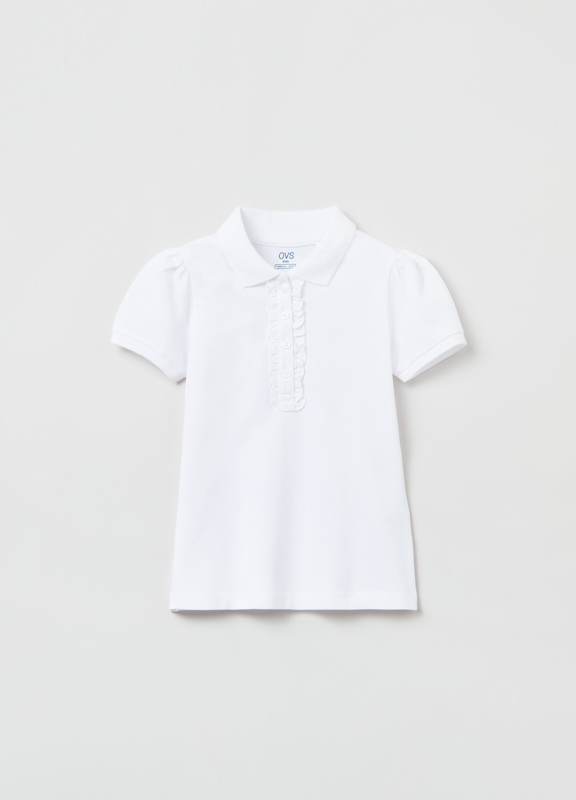 Cotton piquet polo shirt with frills