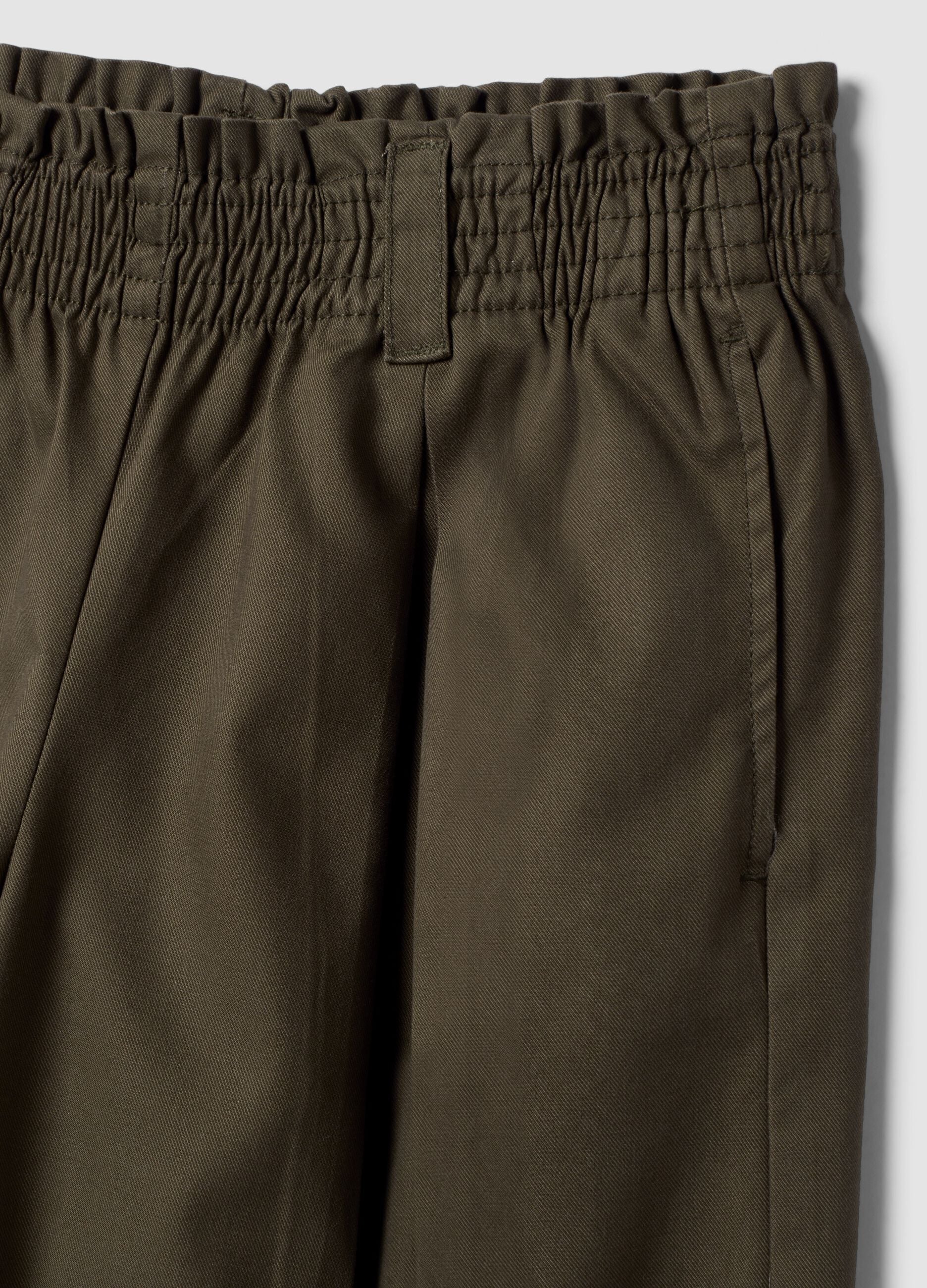 Green wide-leg jogger trousers in cotton and lyocell blend for girls