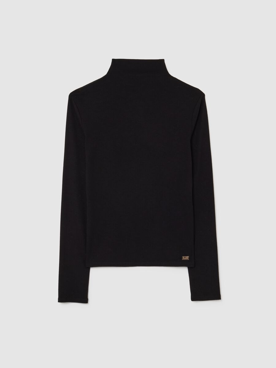 Black long-sleeve shirt in stretchy Lyocell_4