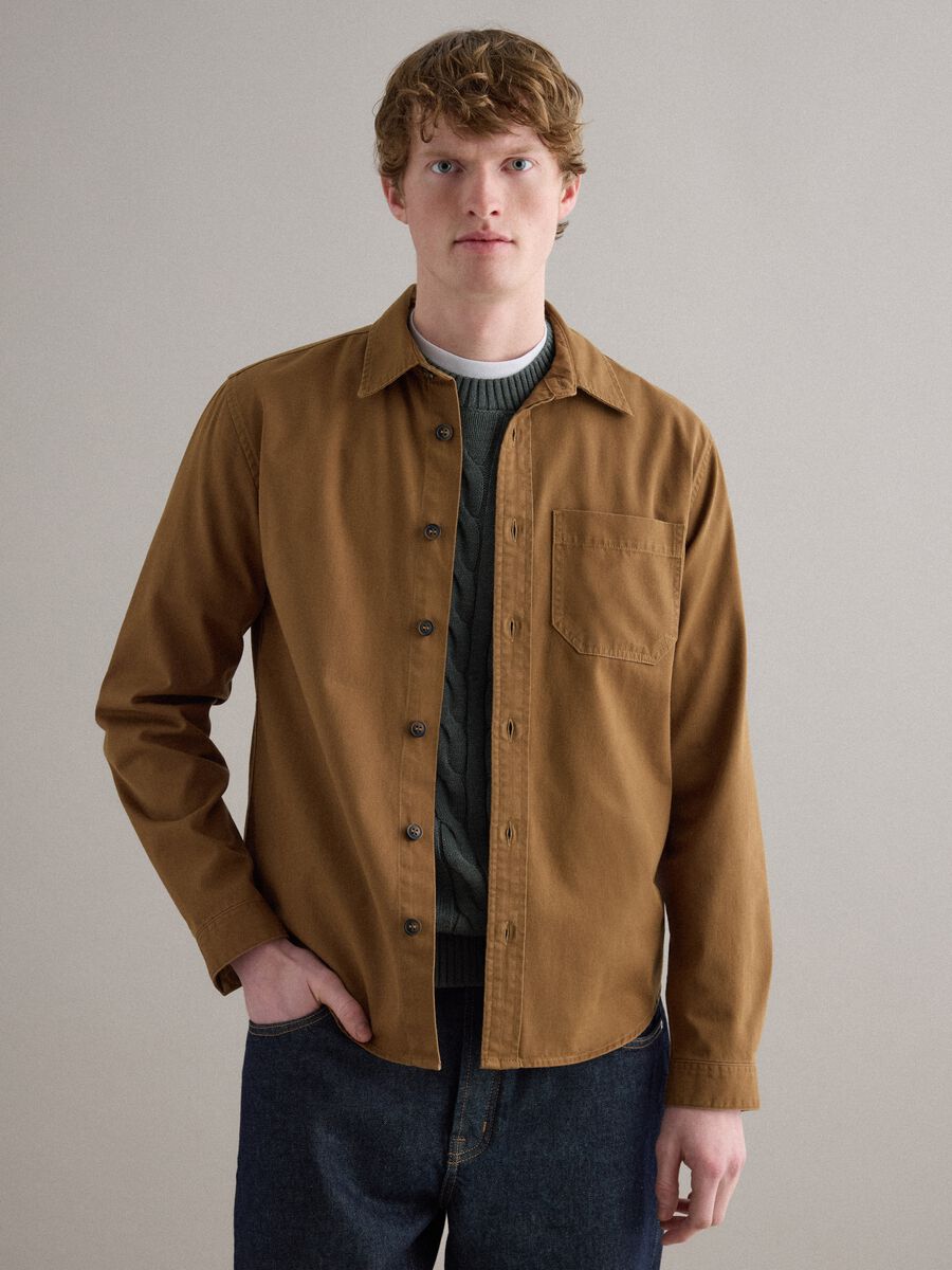 Brown pure cotton regular fit shirt_1