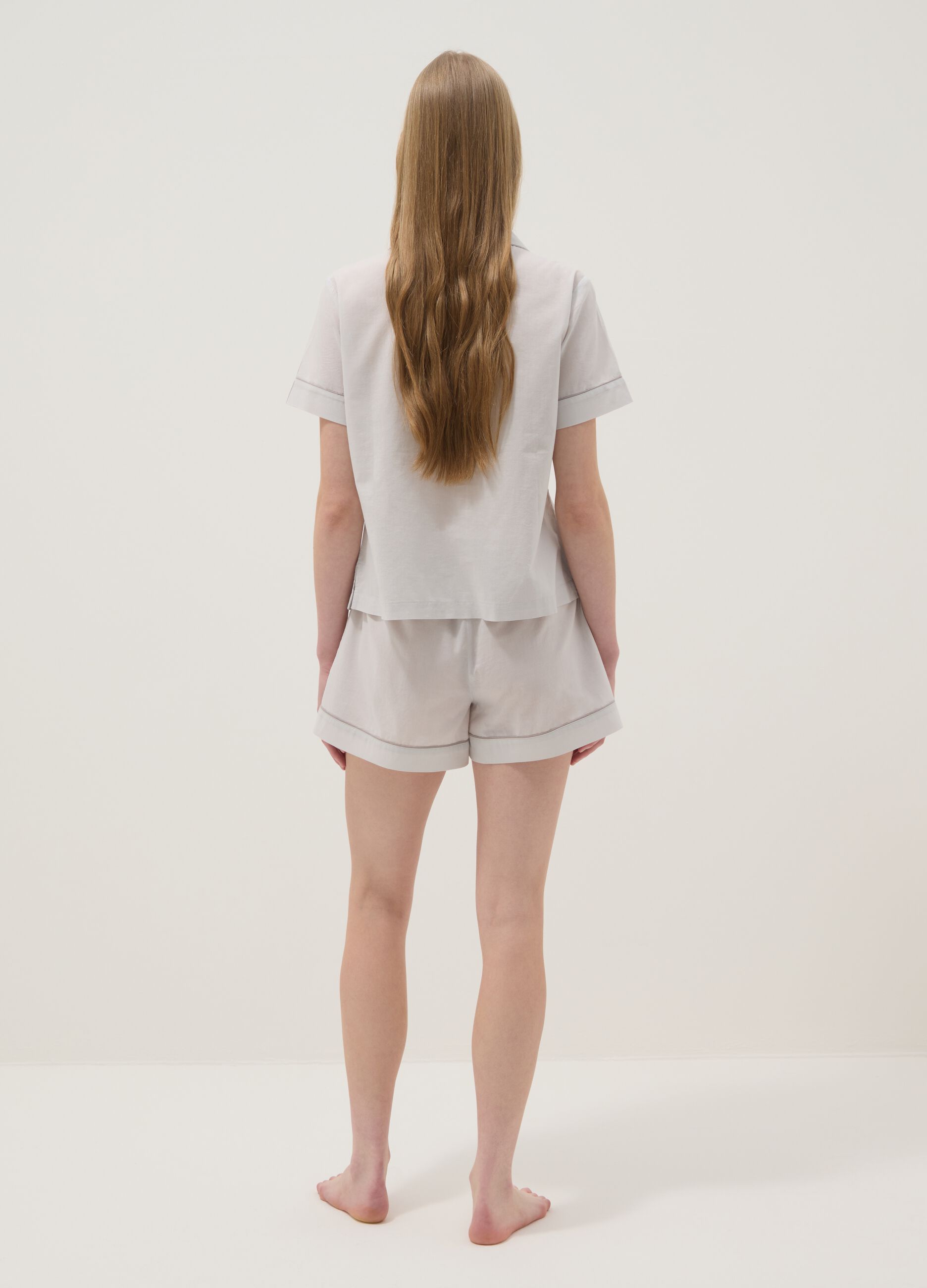 Regular-fit pure cotton grey pyjamas