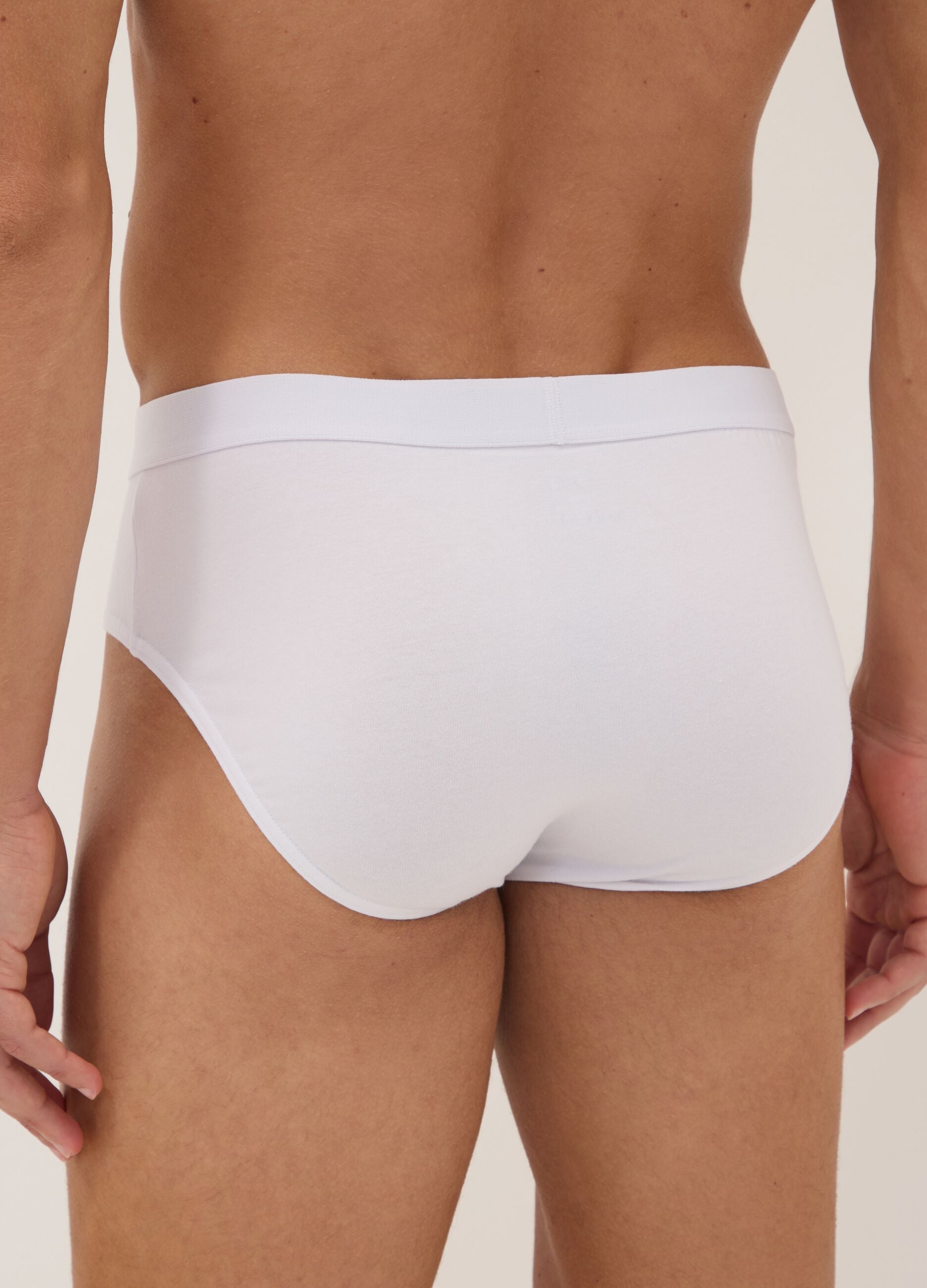 Pack of five white briefs in stretch organic cotton