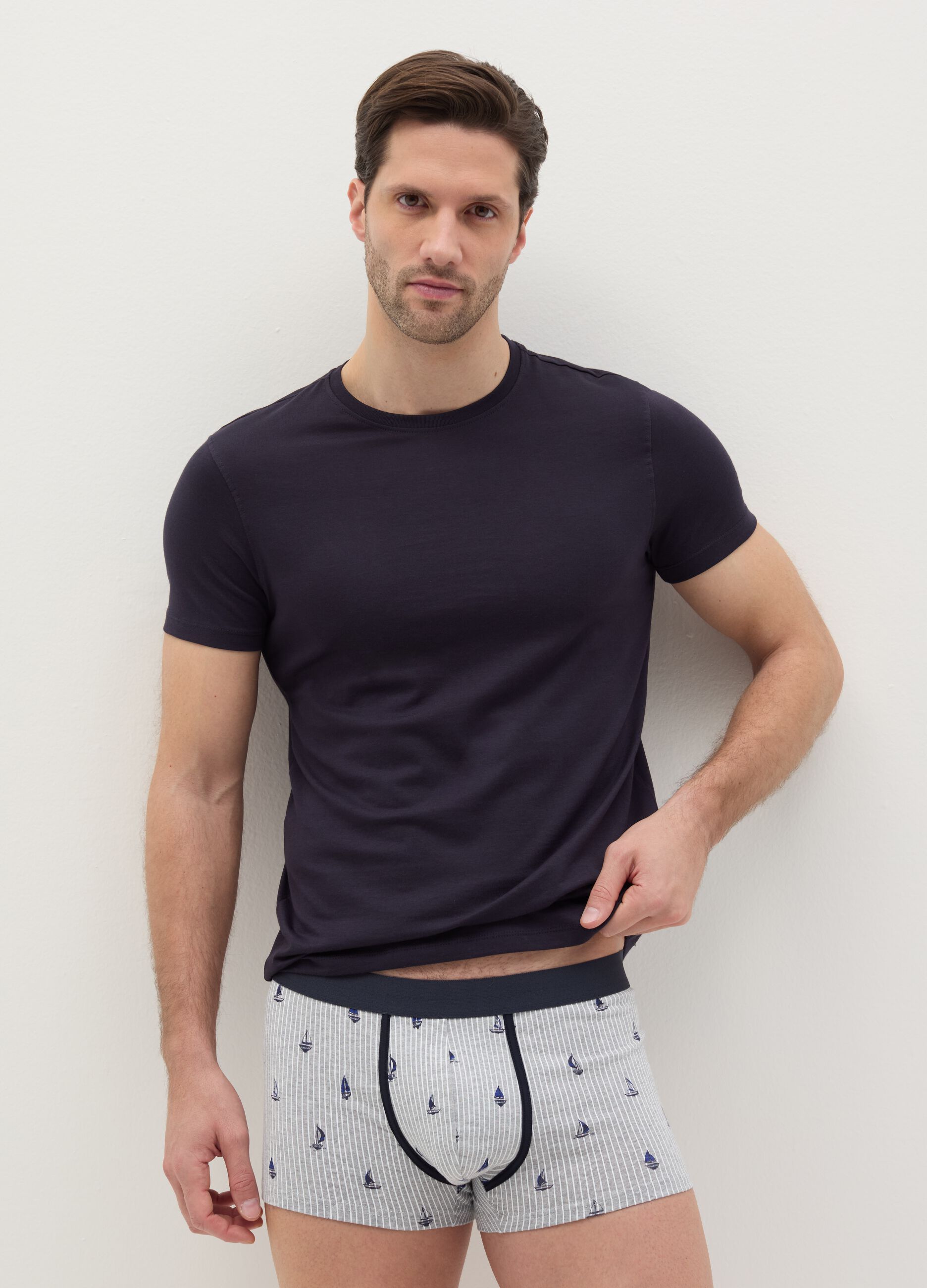 Three-pack boxer shorts in stretch cotton with print