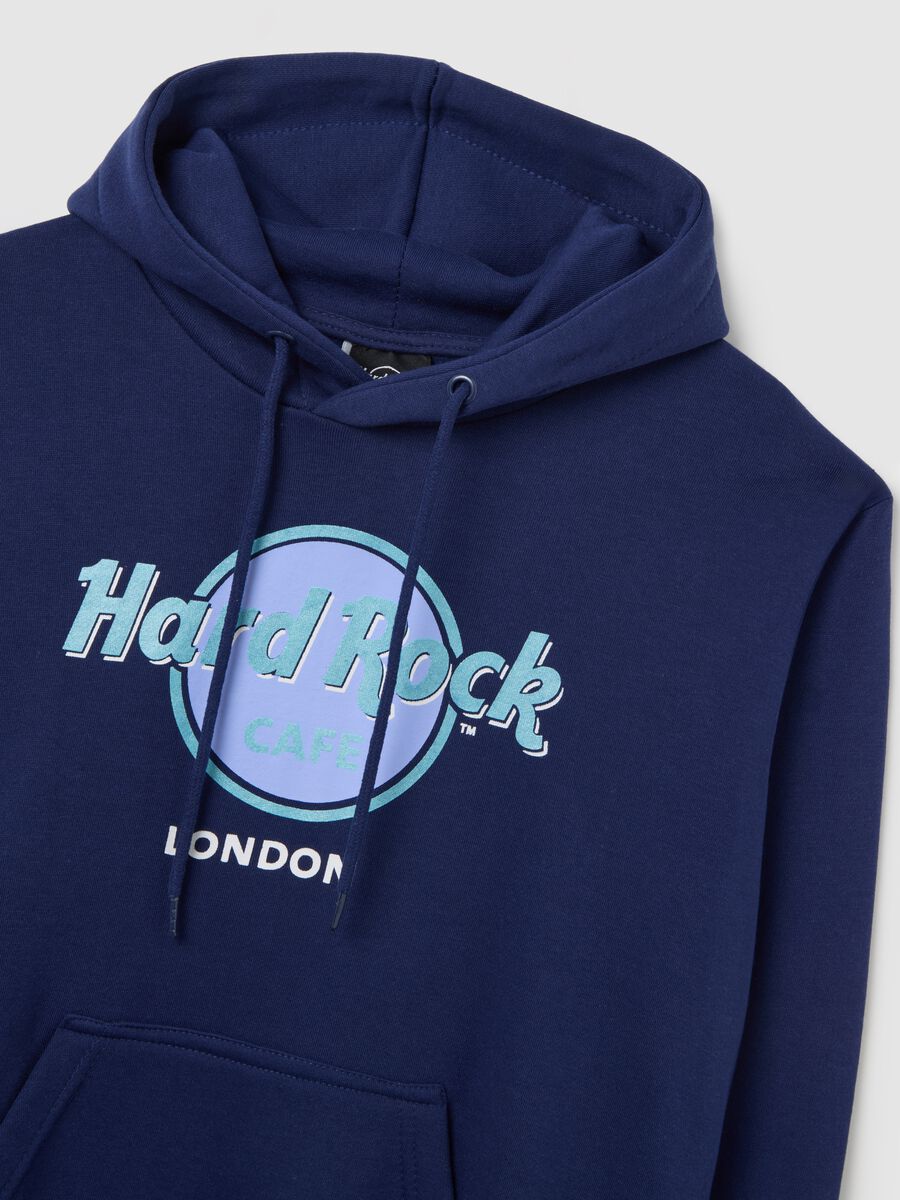 Felpa in misto cotone blu regular fit con logo Hard Rock Cafe_1