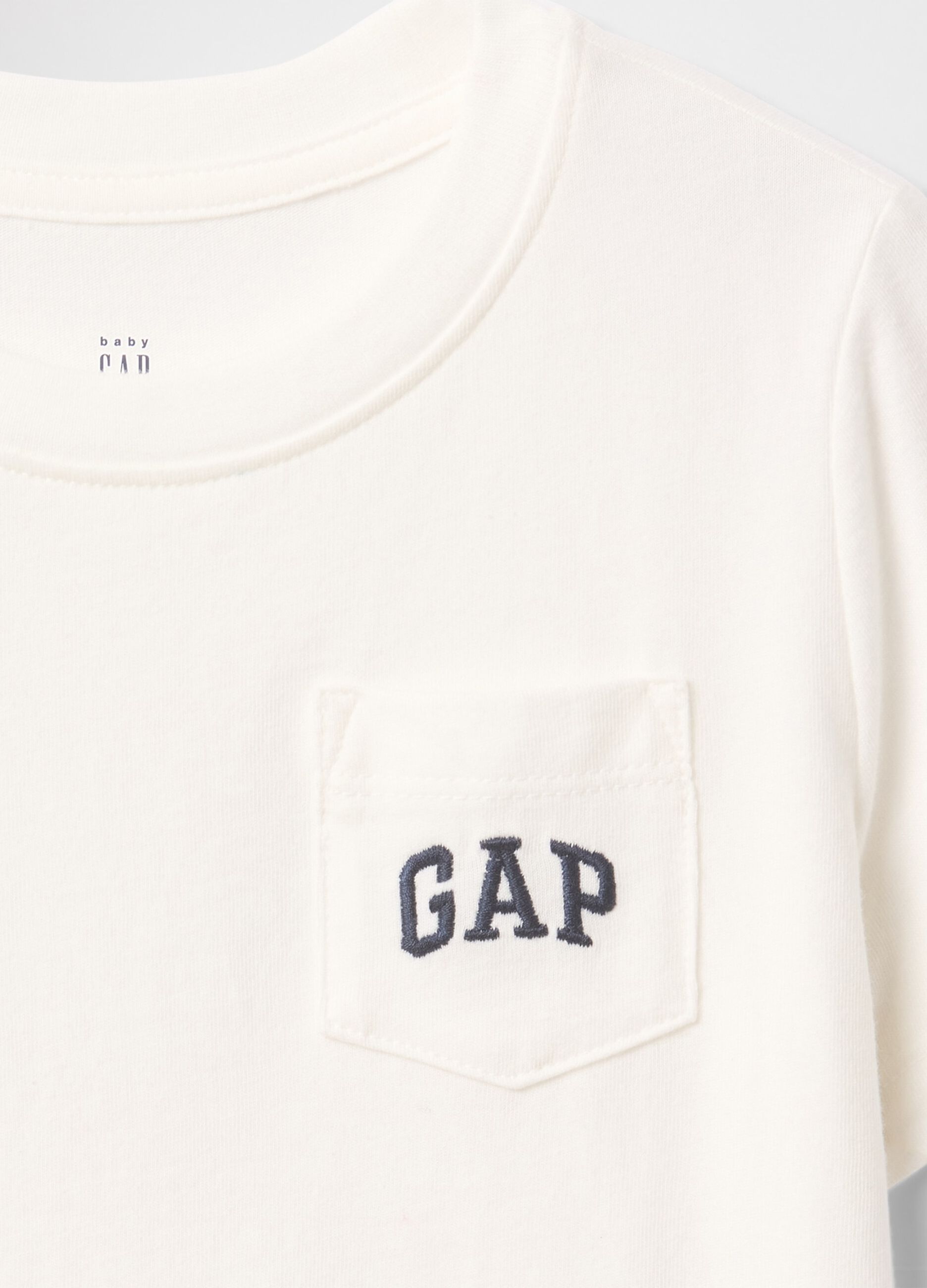 White Short Sleeve T-shirt with Pocket GAP Kids