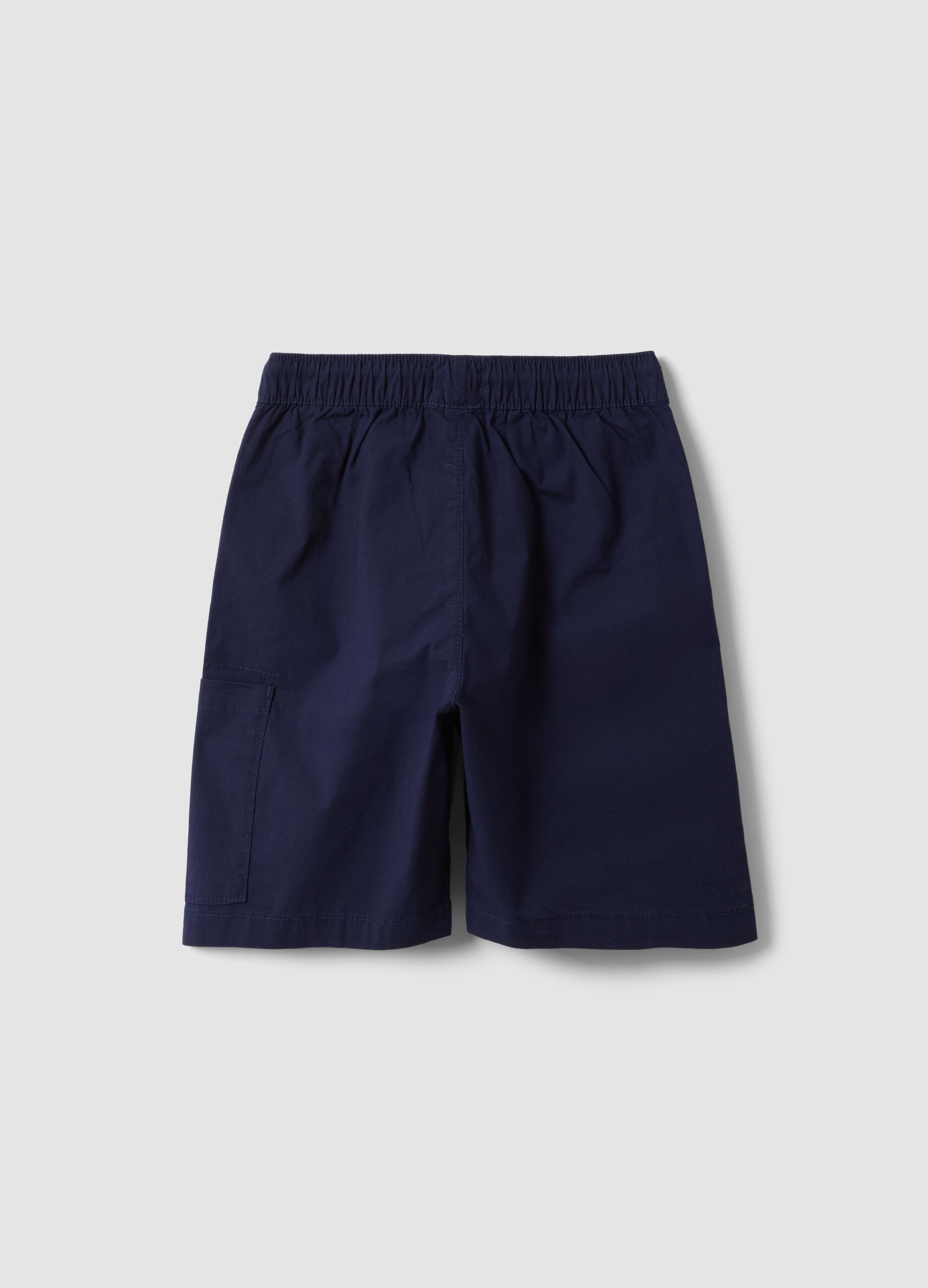 Blue stretch cotton shorts with elasticated waistband