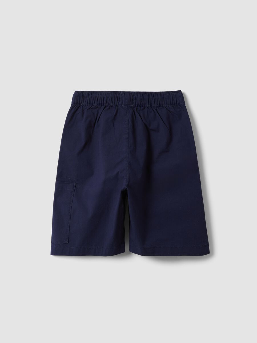 Blue stretch cotton shorts with elasticated waistband_1