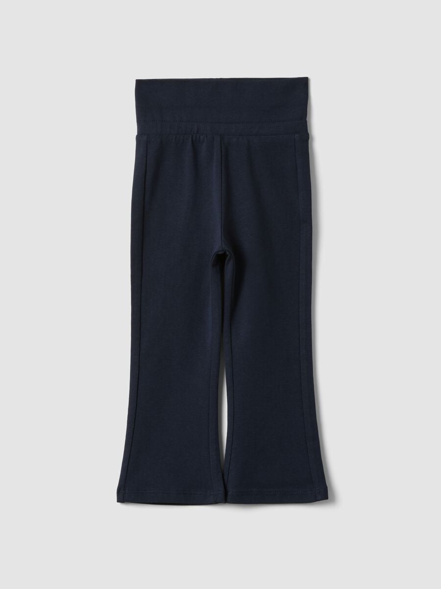 Leggings blu flare in cotone organico e viscosa elasticizzato per bimba_0
