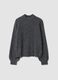 Grey marl stretch top with high neck and sequins_0