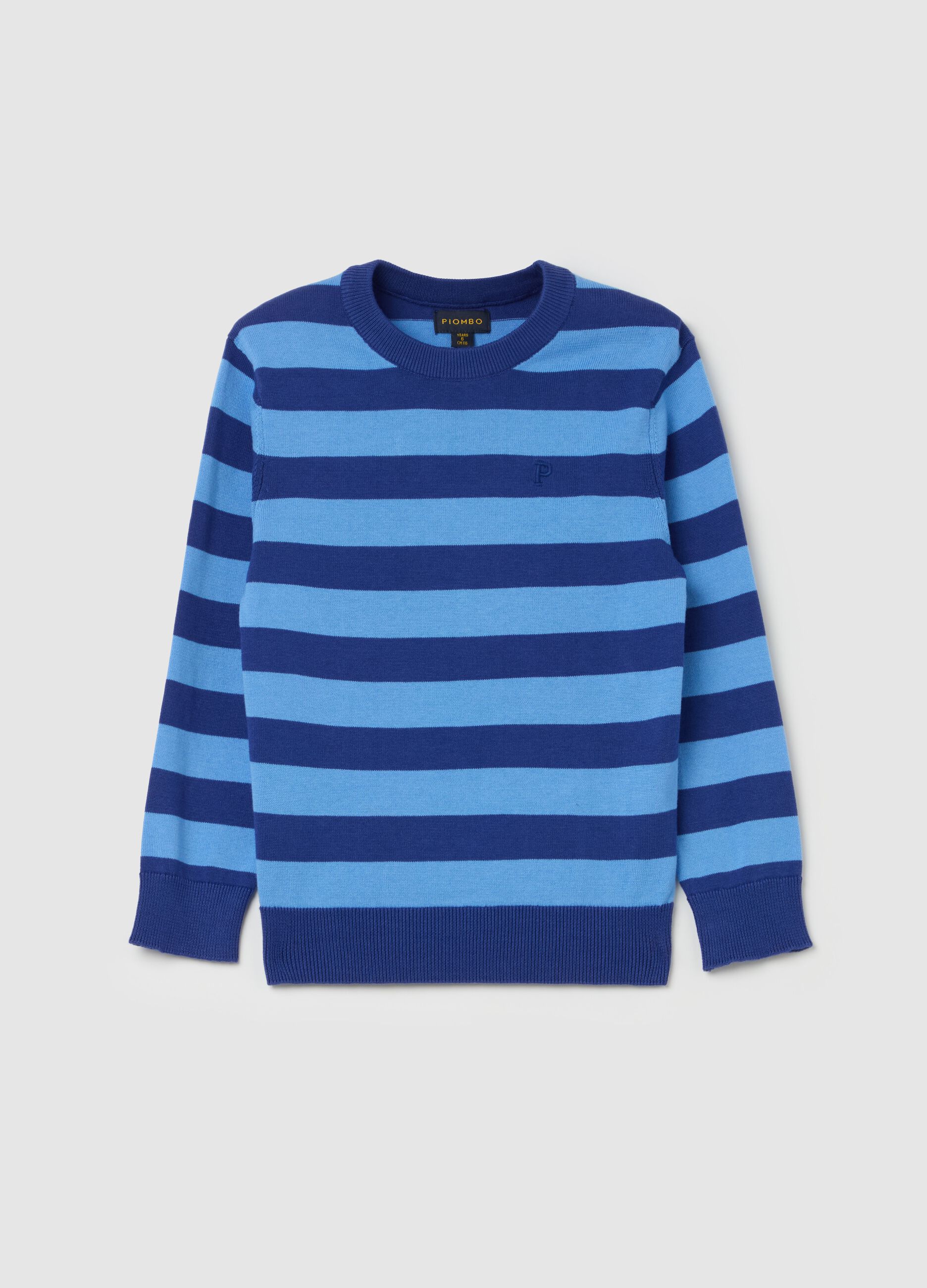 Pullover in cotone a righe con ricamo logo 