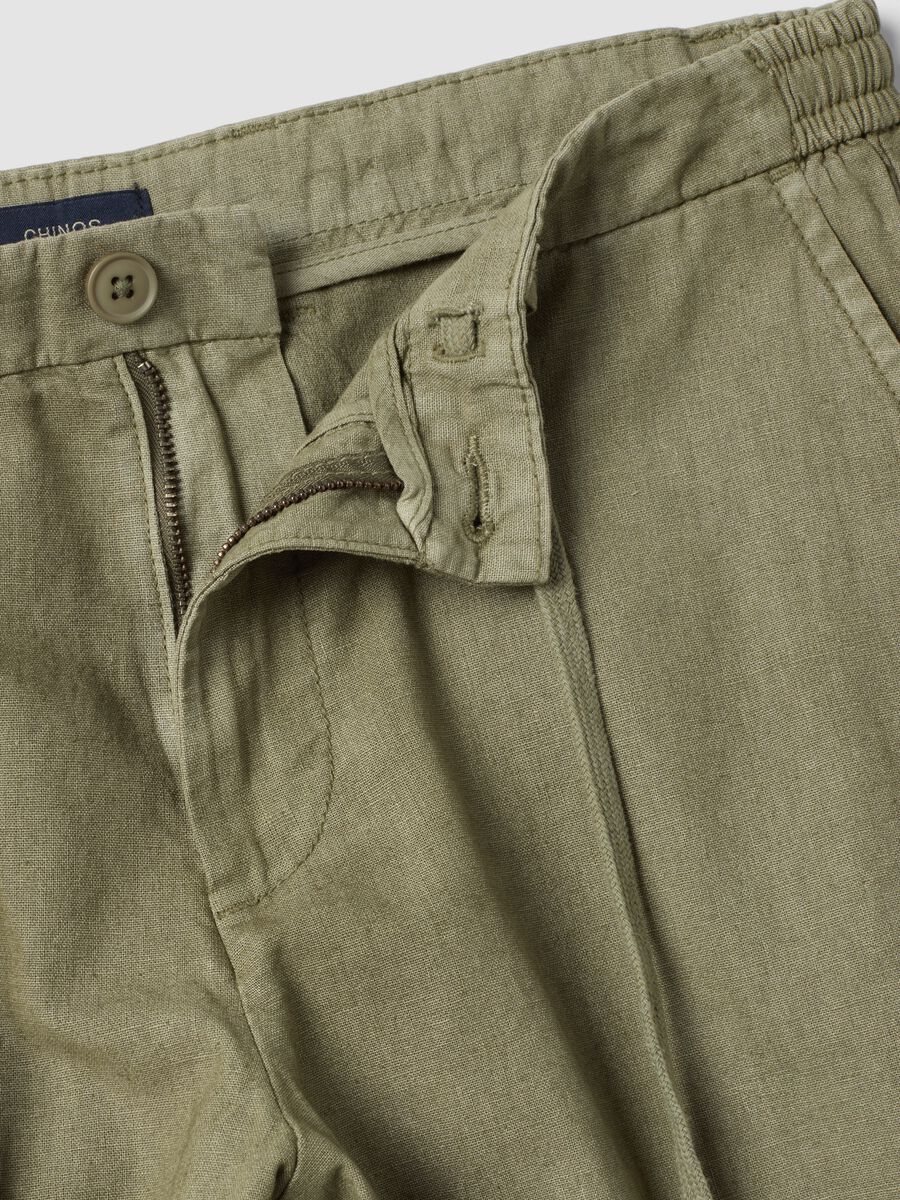 Green linen and cotton-blend chino shorts_5