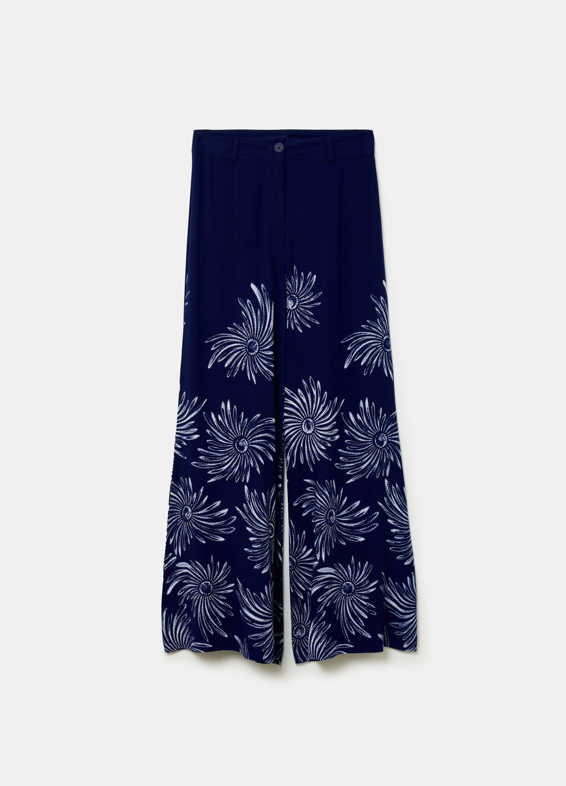 Pantalone flare fit in viscosa con stampa