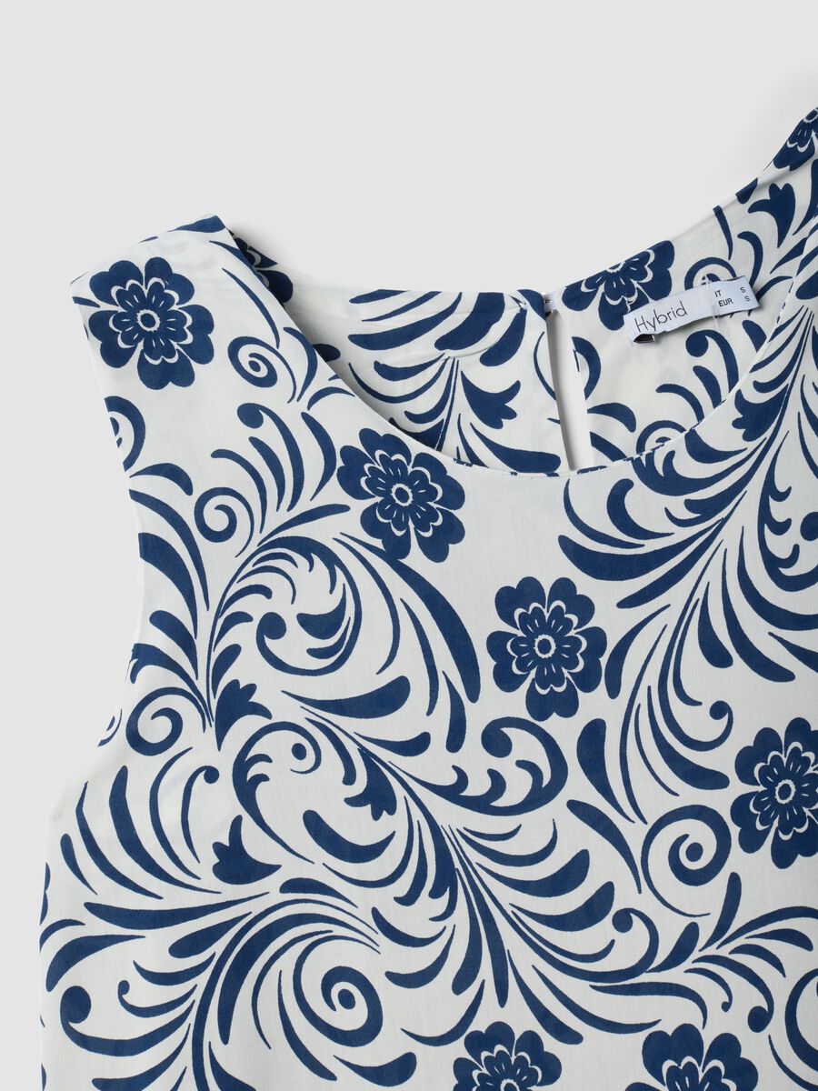 Abito blu in pura viscosa con fantasia floreale regular fit_5