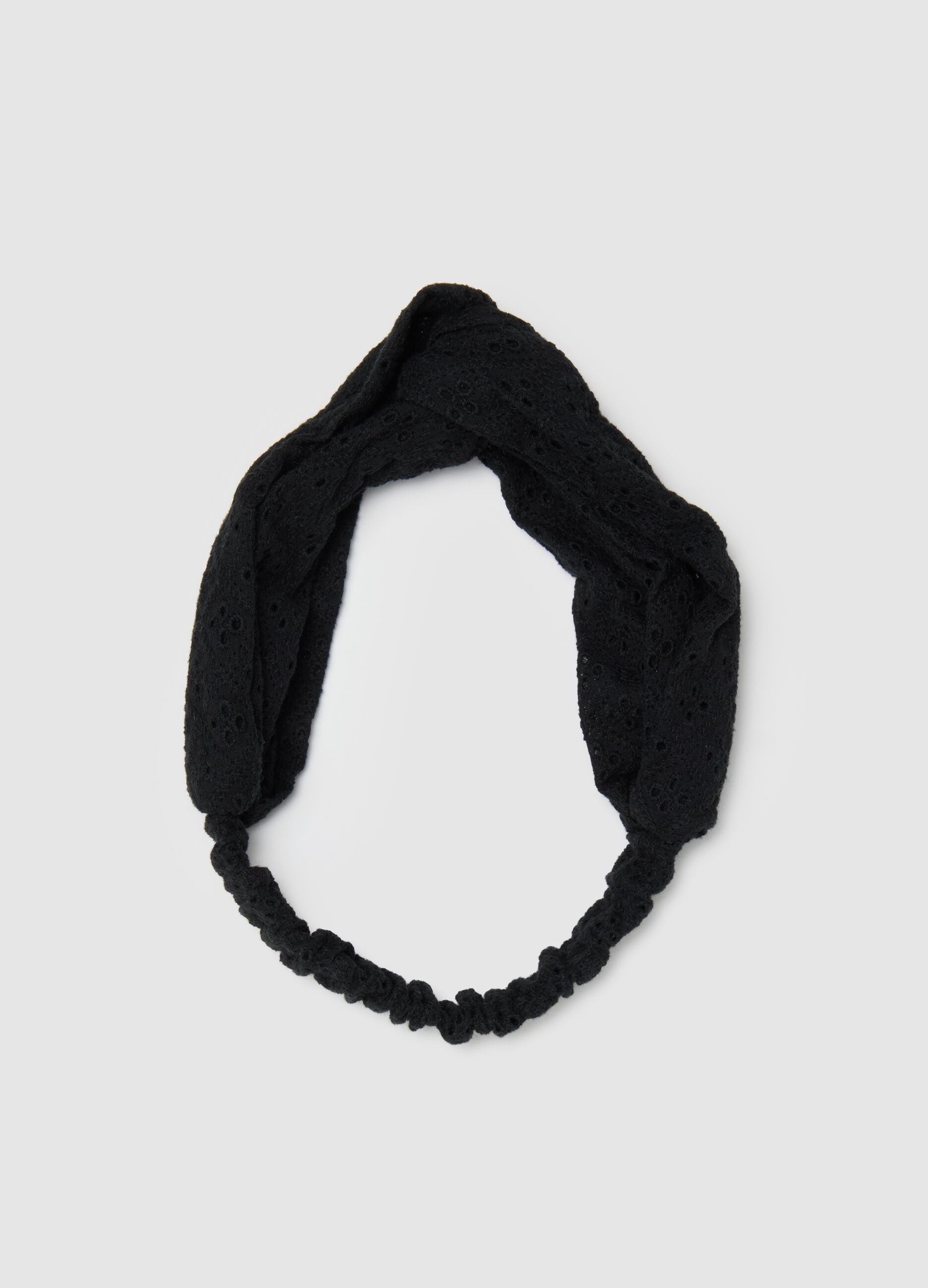 Fascia per capelli da donna in puro cotone nero