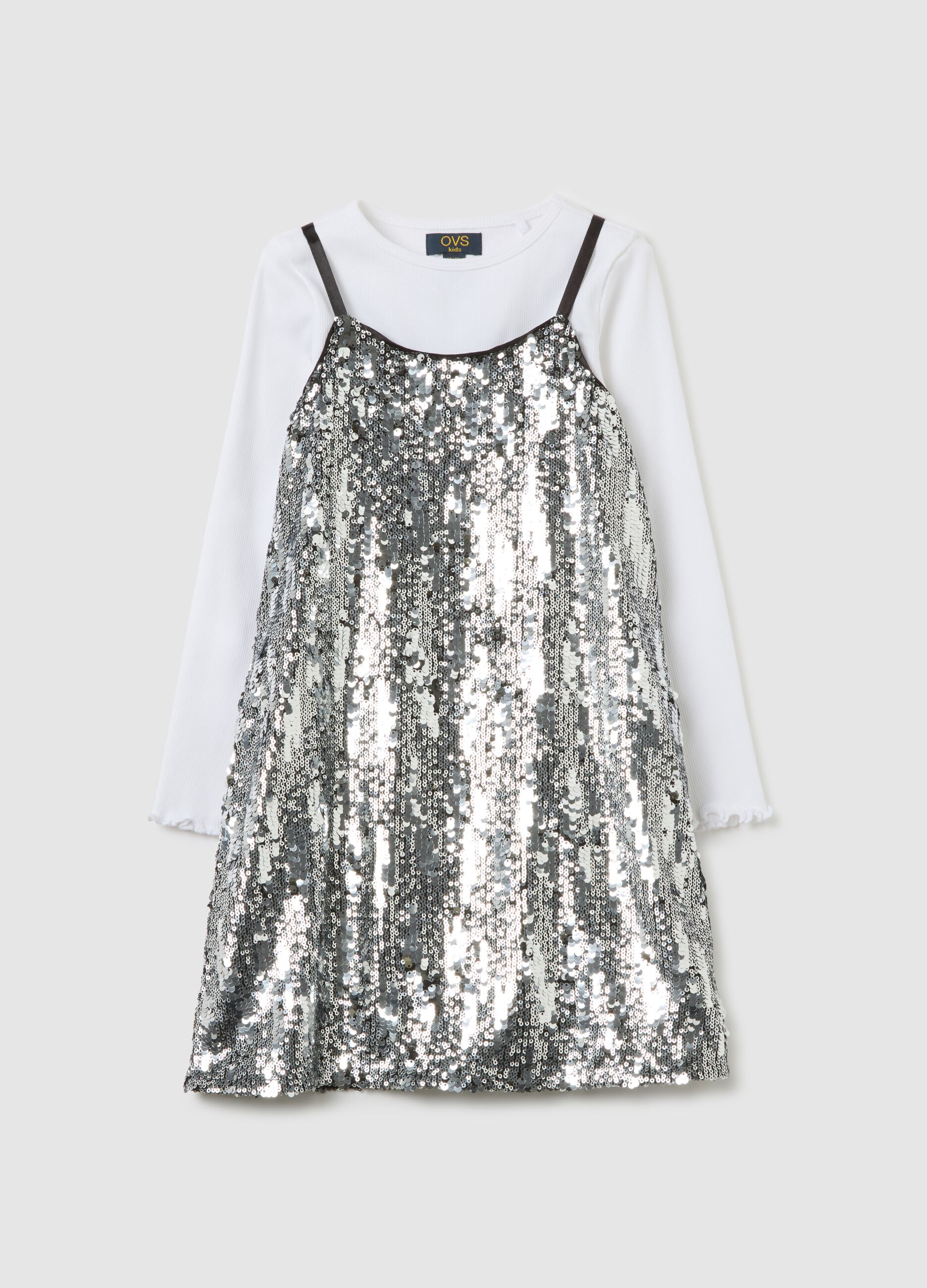 Abito da bambina multicolor regular fit con paillettes