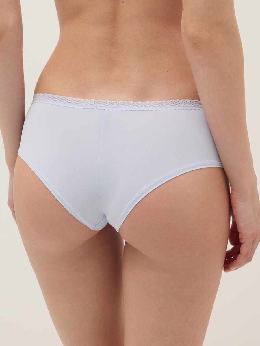 Slip in cotone azzurro regular fit con pizzo_2