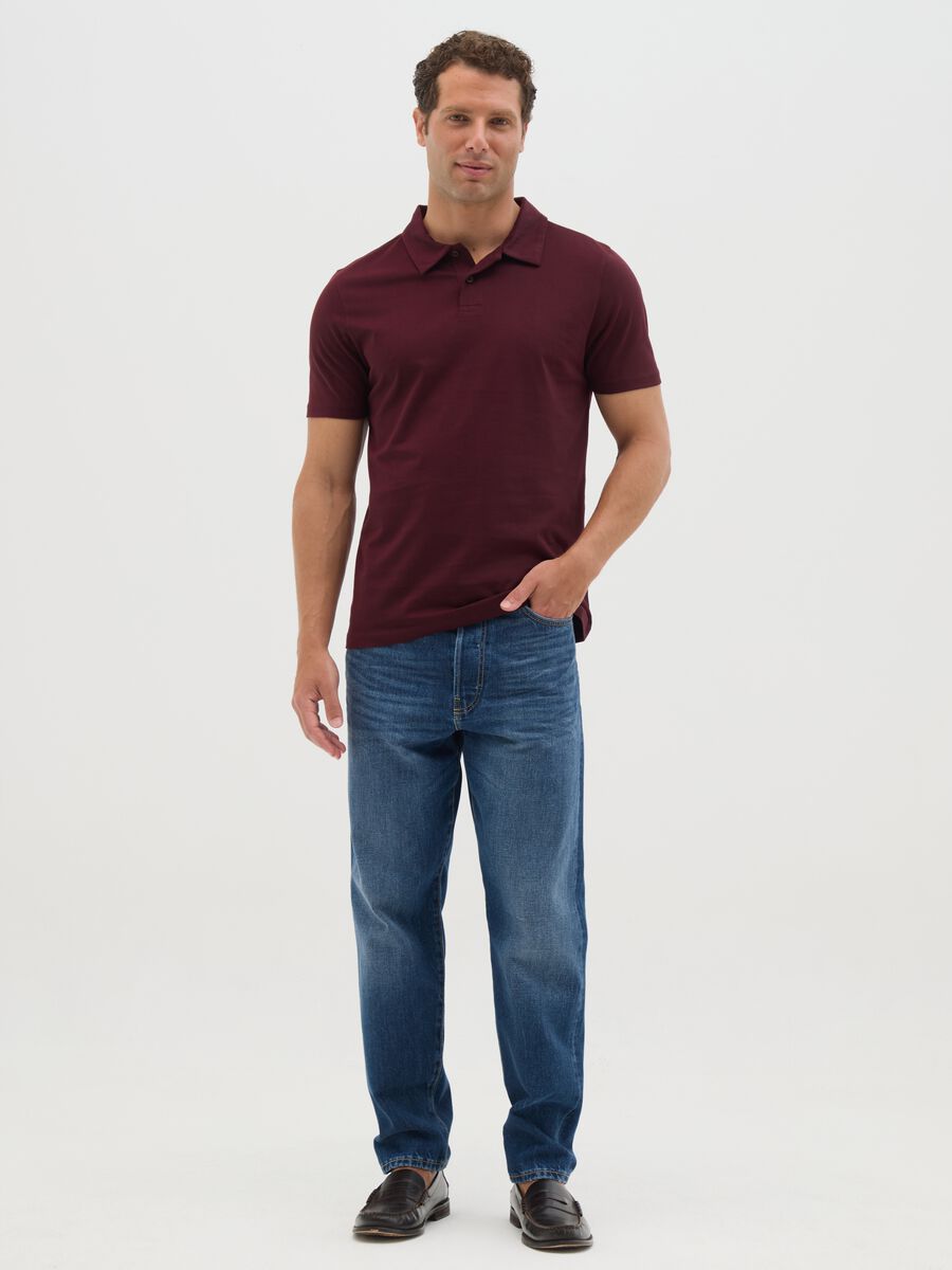 Polo da uomo in puro cotone rosso regular fit_1