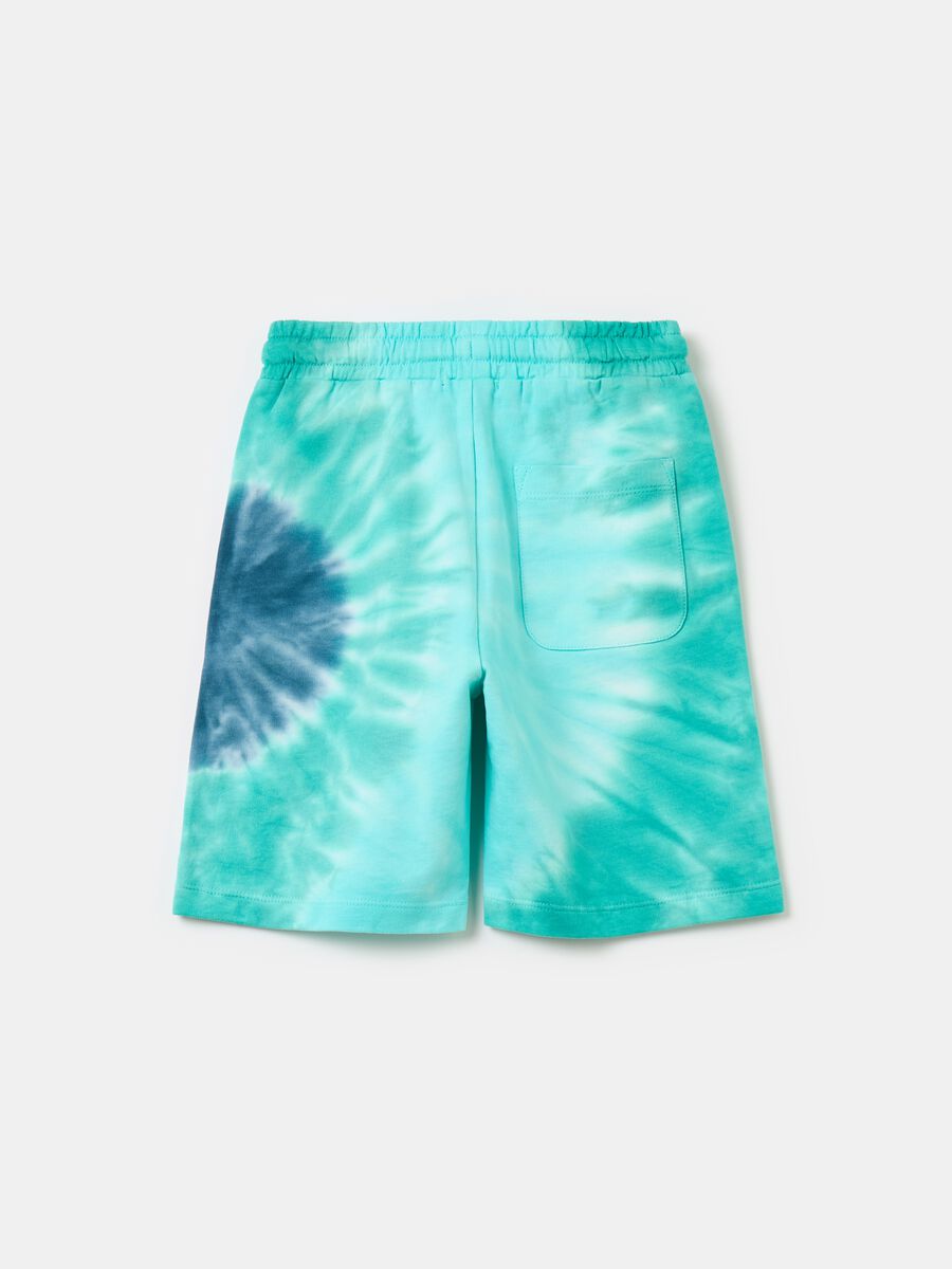 Tie-dye Bermuda shorts in fleece with drawstring_1