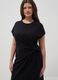 Black midi dress in stretch cotton with side knot_0