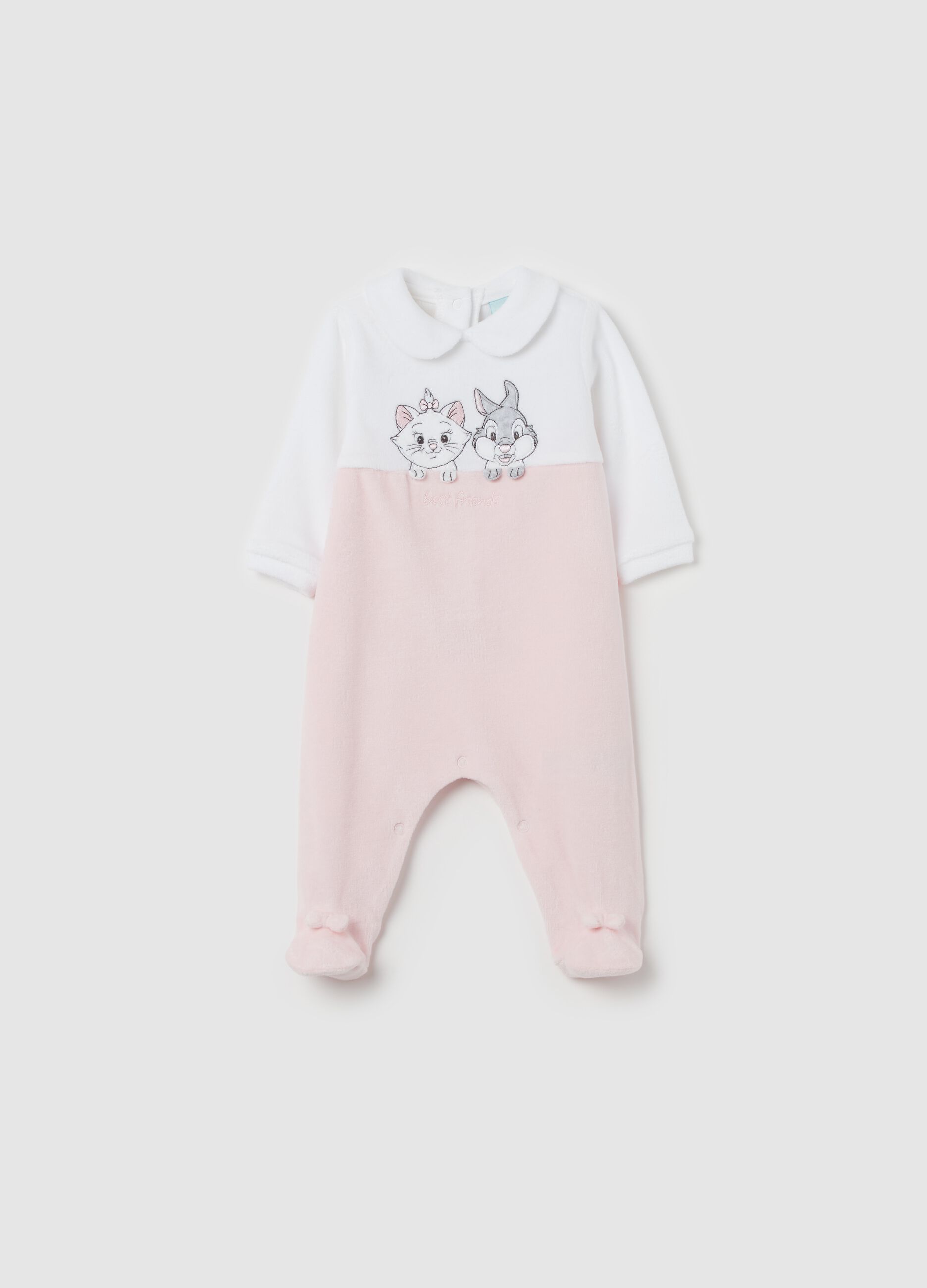 Velour onesie with Marie and Thumper embroidery