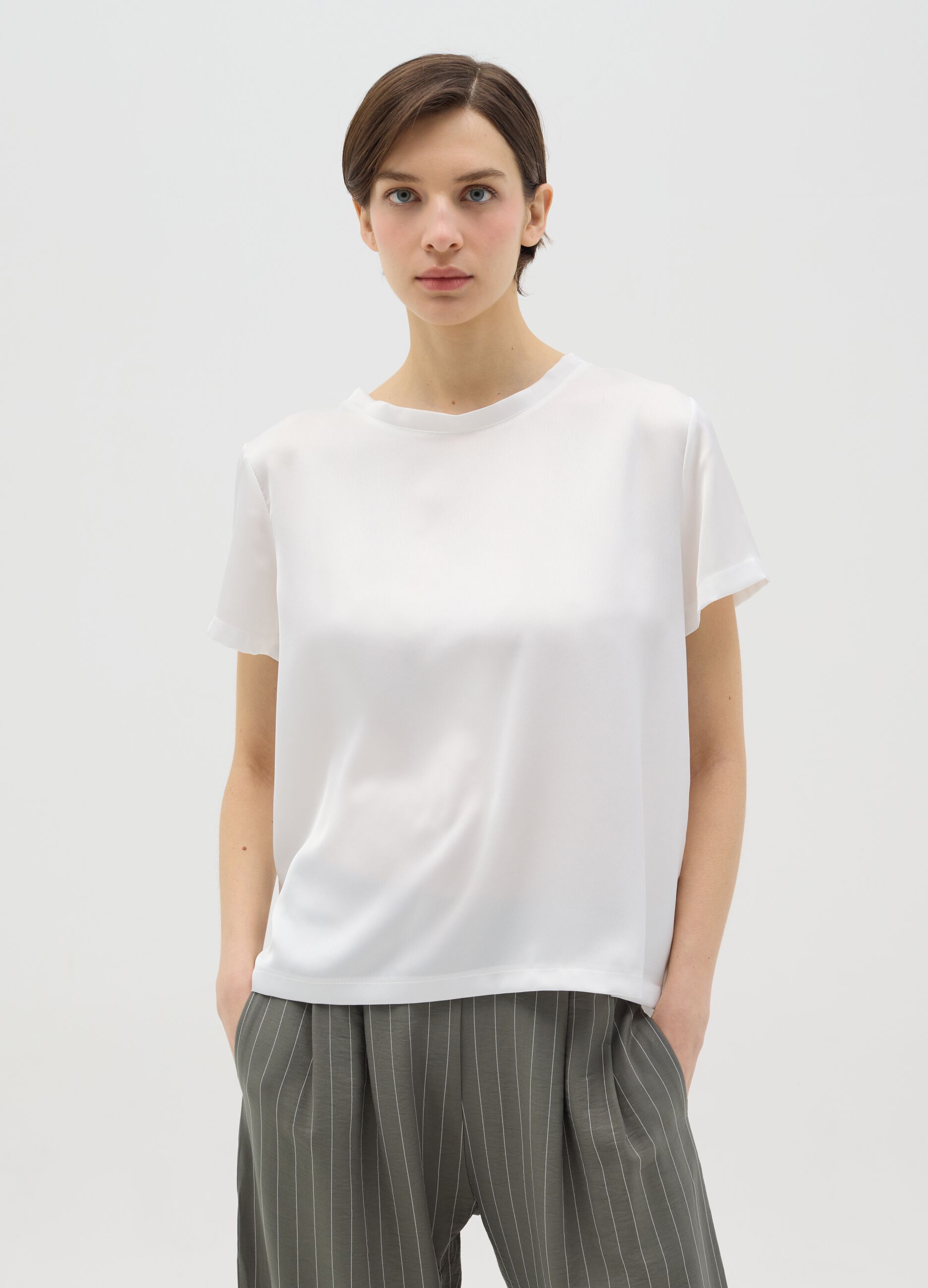 White satin T-shirt