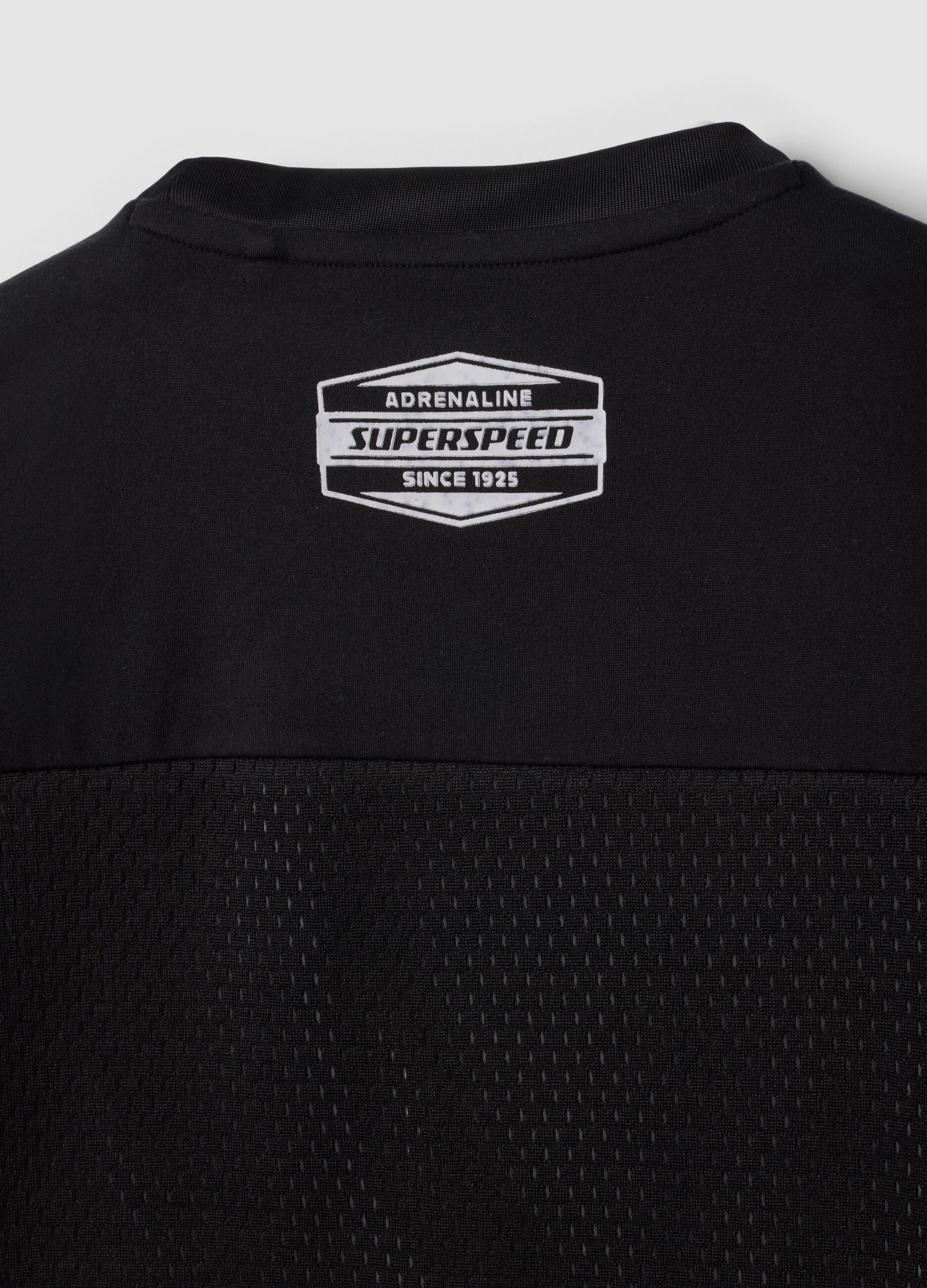 Black pure cotton crew-neck T-shirt with street print, relaxed fit