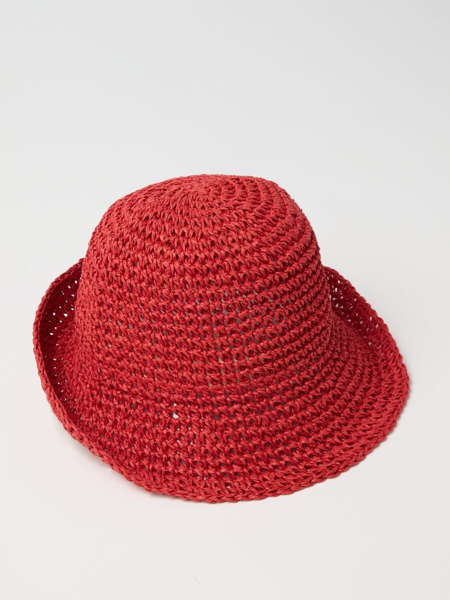Red knitted cloche hat_1