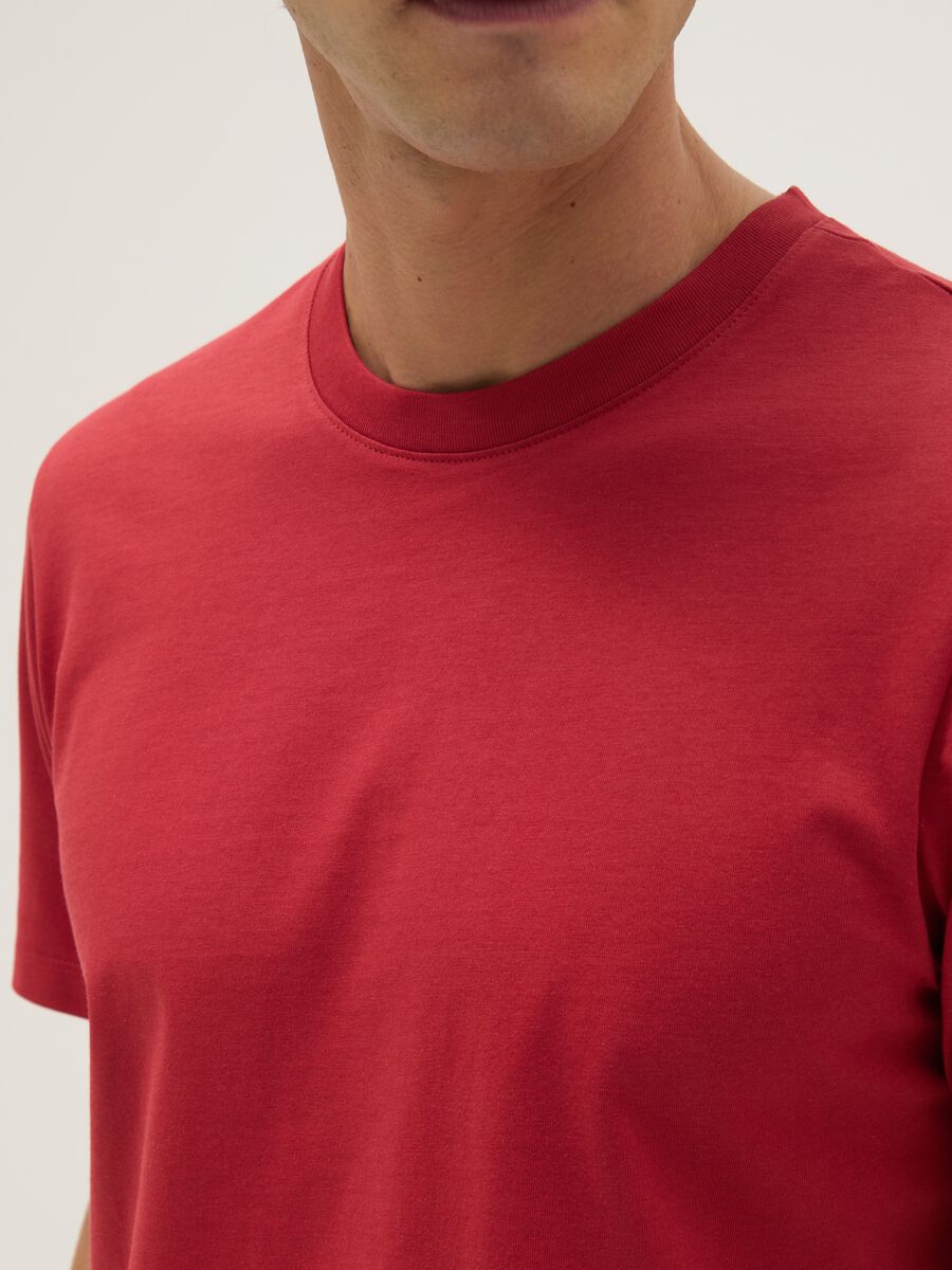 Regular Fit Red Pure Cotton T-shirt_3