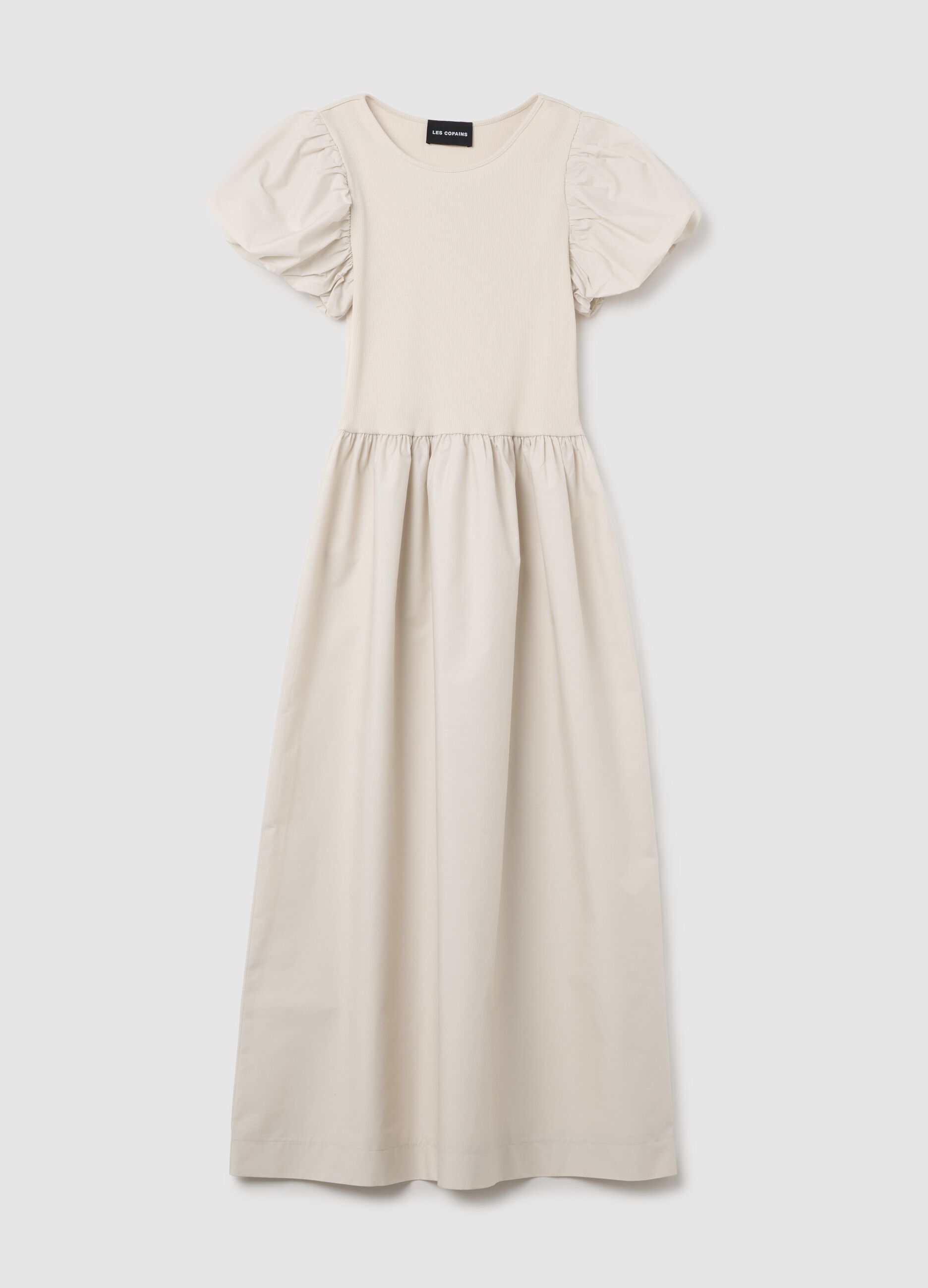 Abito lungo da donna in puro cotone beige regular fit