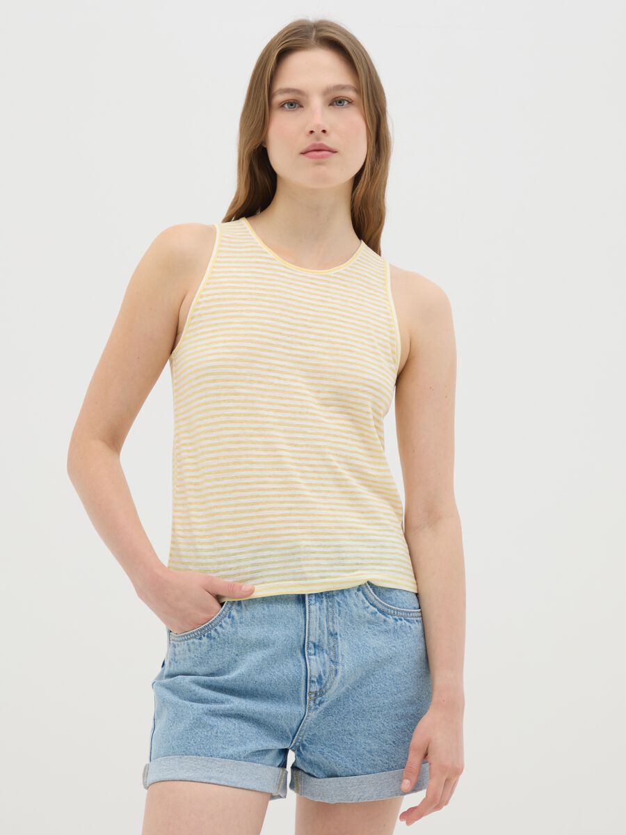 Women's sleeveless top in multicolour cotton blend, regular fit_0