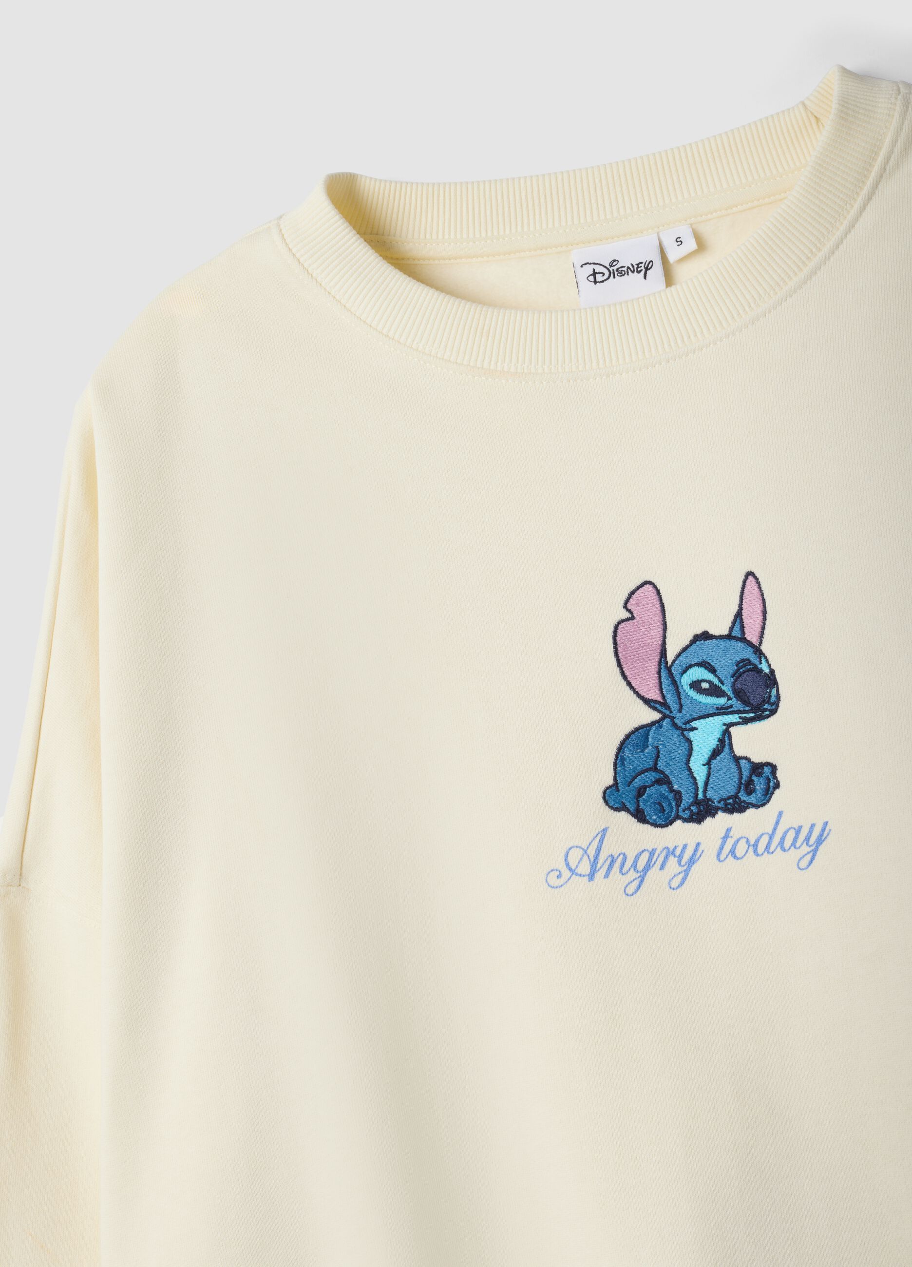 Beige pure cotton sweatshirt with Stitch print