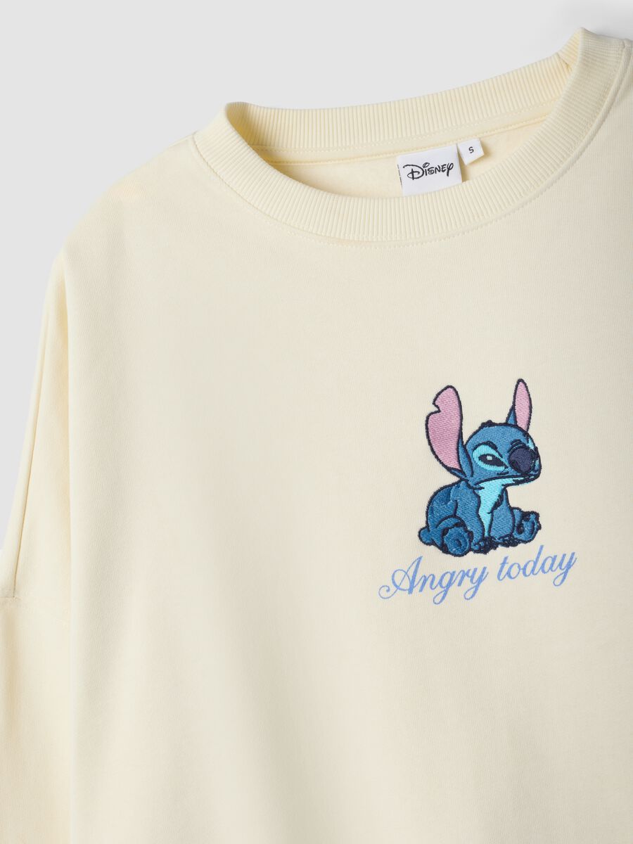 Beige pure cotton sweatshirt with Stitch print_5