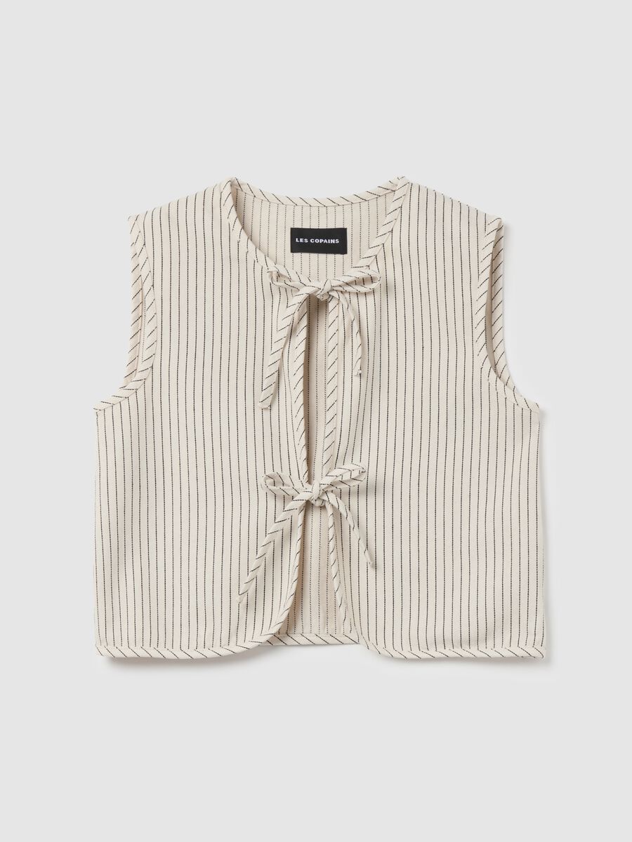 Pinstripe denim gilet_4